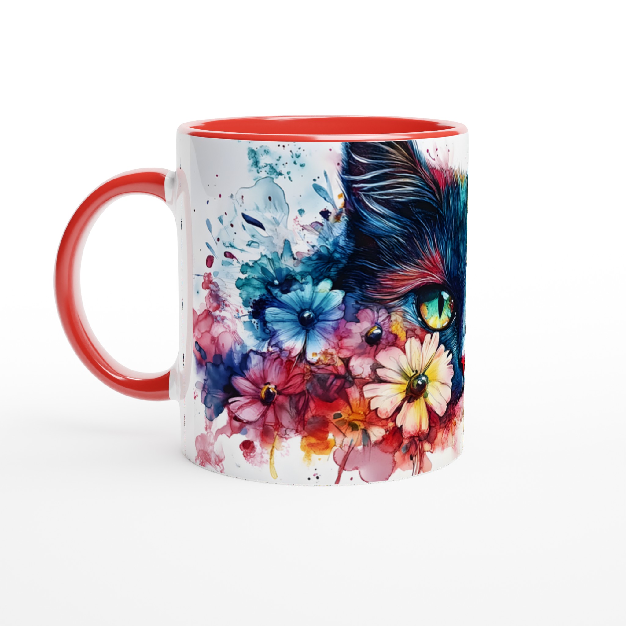 Färgsprakande Katt & Blommor Keramisk Mugg – Konstnärlig Akvarell 11oz Kaffekopp 5 d8471ee0-8b89-445e-b7f4-b4711d4ef70b