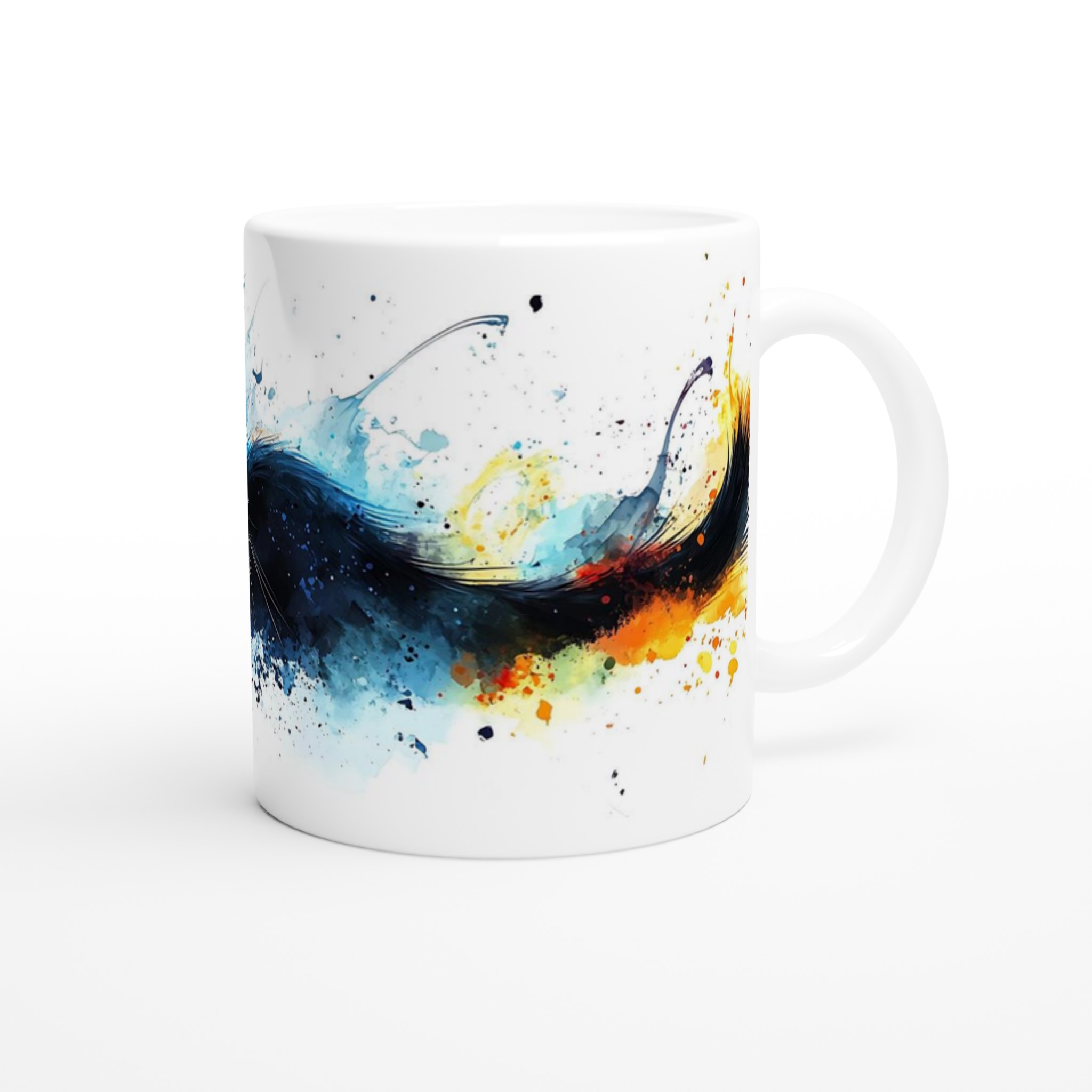 Mystisk Svart Katt Keramikmugg - Akvarell Splash Design i ditt val av 7 färger 9 d8554a29-72bc-49b9-b046-b8e5ec268973