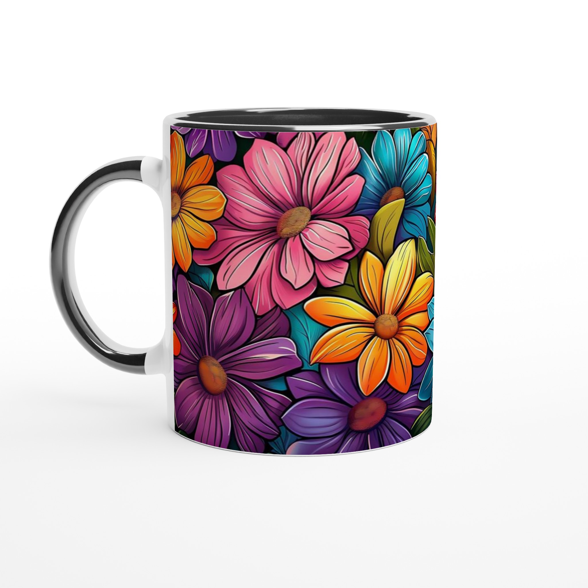 Färgsprakande Blomstermugg – 11oz Keramikmugg i ditt val av 7 nyanser för en personlig touch 4 d86e9823-57f9-49b1-ba47-7842c44c4591
