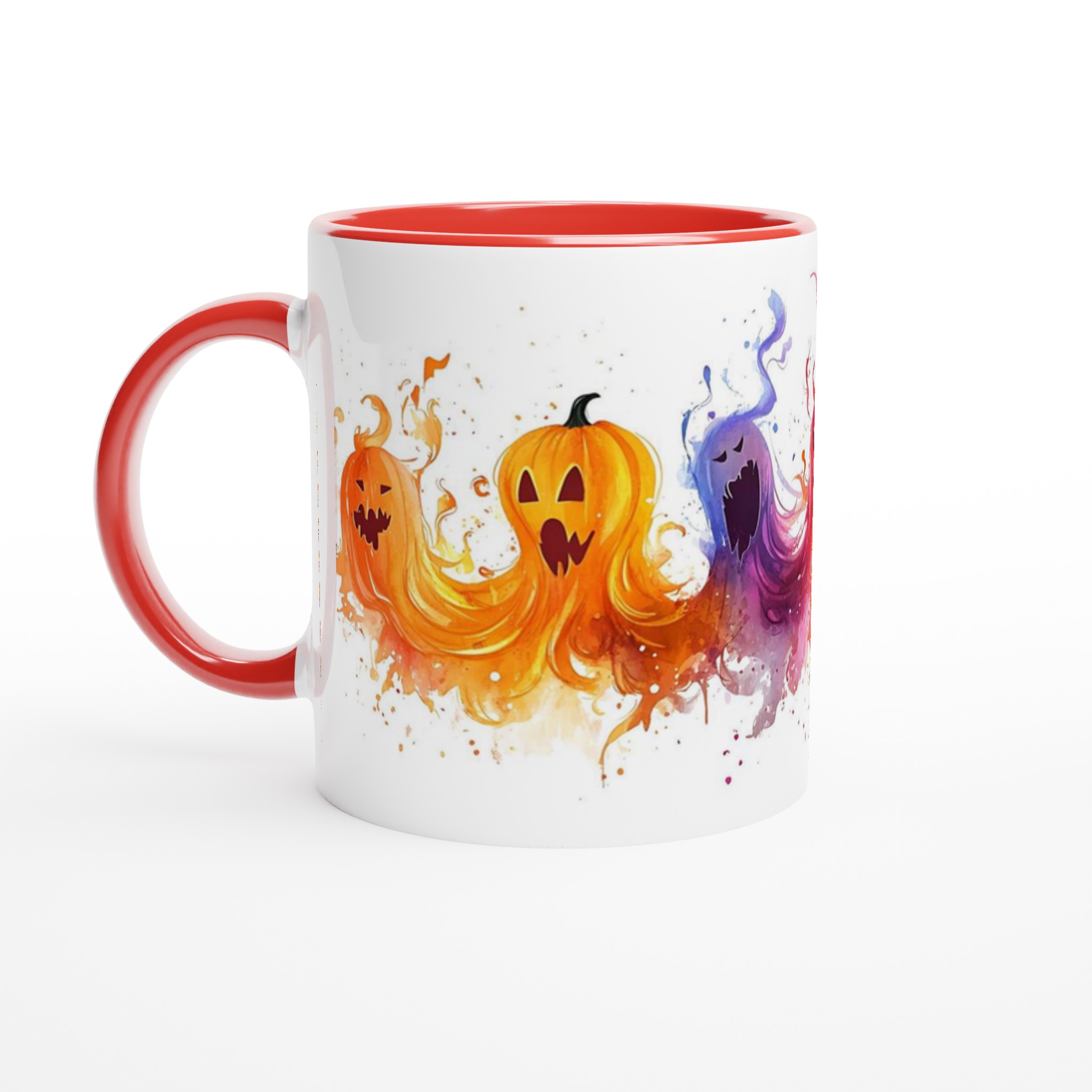 Halloweenspöken i akvarell – Färgstark 11oz keramikmugg för kaffe och te 5 d8842704-c9d4-421d-b36e-ec0860844286