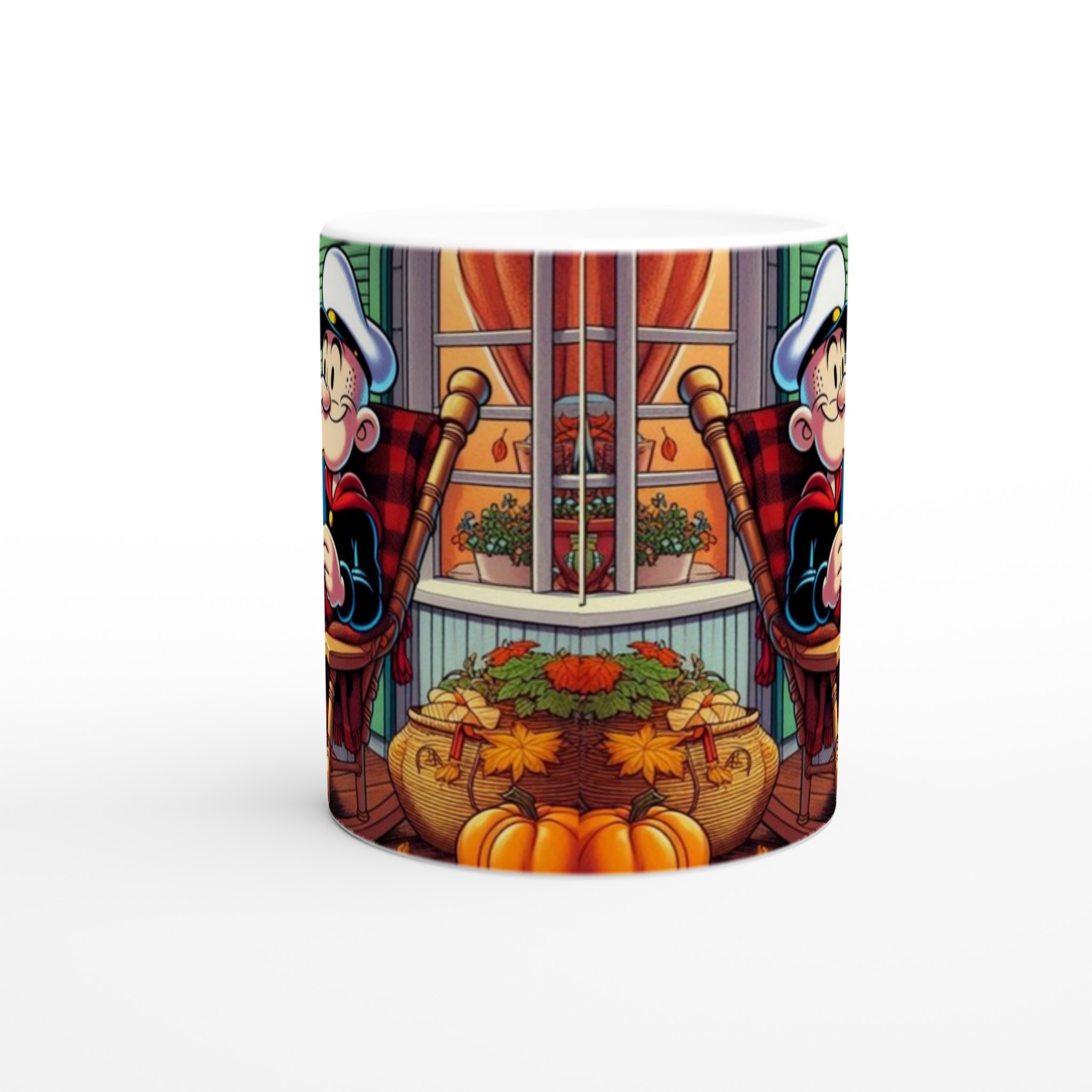 Vit 11oz keramisk mugg med höstinspirerat motiv i varma färger 8 d89080c0-da7f-4b57-bb2f-0560e4a6563f