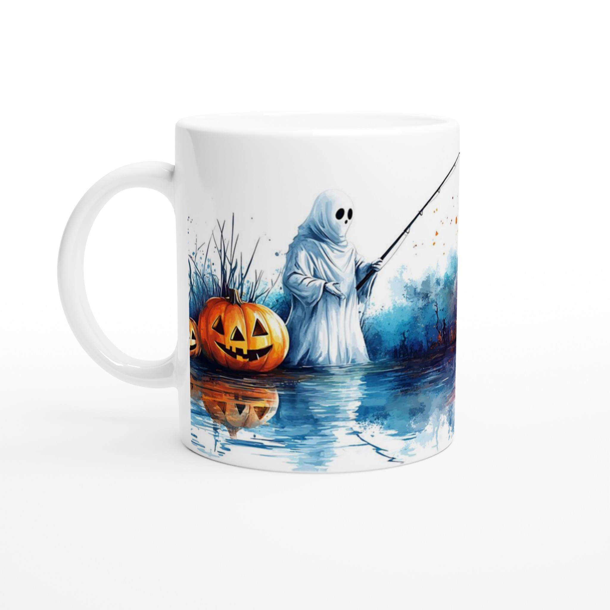 Spöklik fisketur på Halloween – Unik keramisk mugg med vattenfärgstryck, perfekt för höstens mysiga stunder 1 d891bce1-9e96-4e0a-bfe3-fb72f1dad5e3