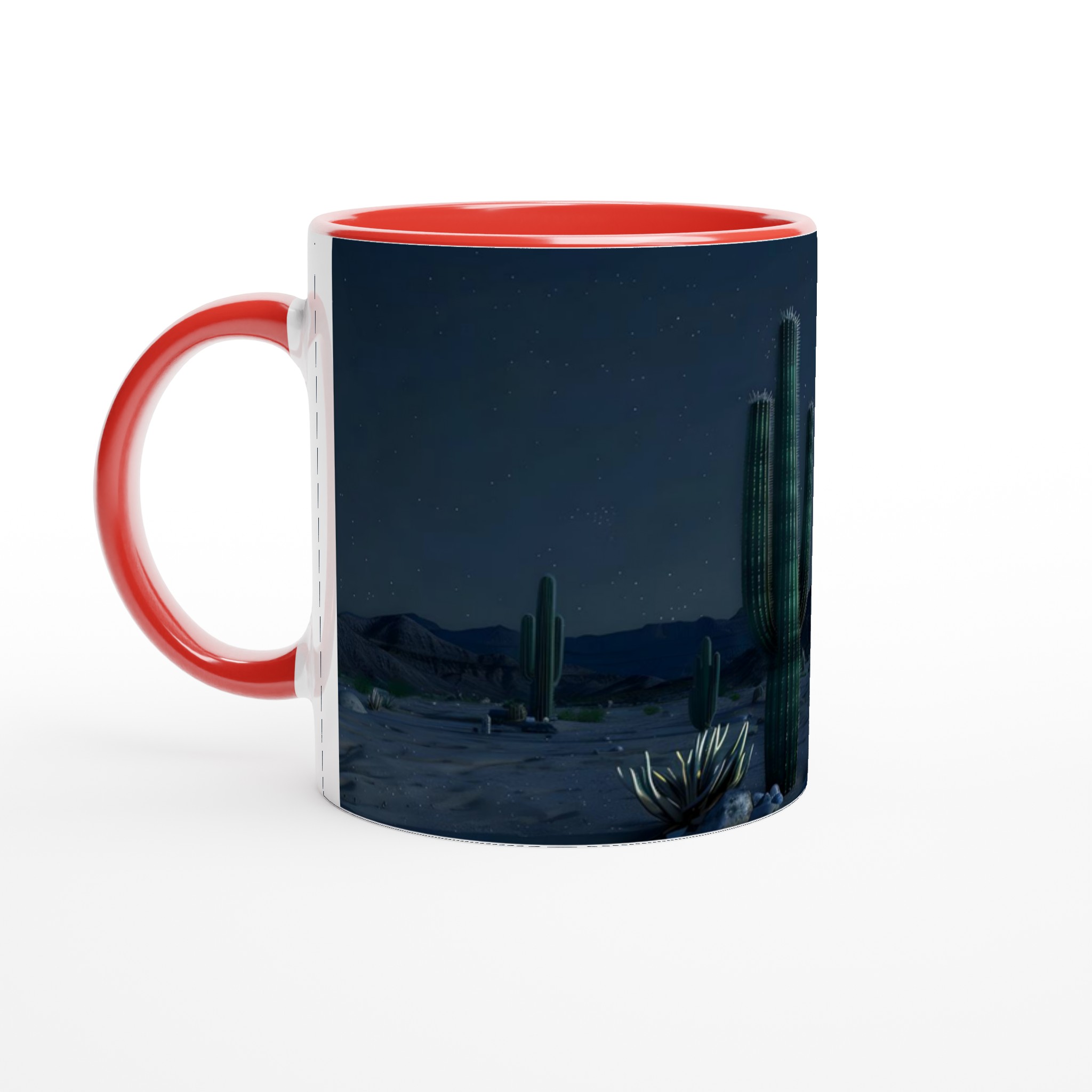 Mystisk Ökenmugg: Kaktus & Stjärnhimmel – 11oz Keramikmugg i ditt val av 7 färger 5 d8a155f1-f3c8-438e-8d19-53cef895b230