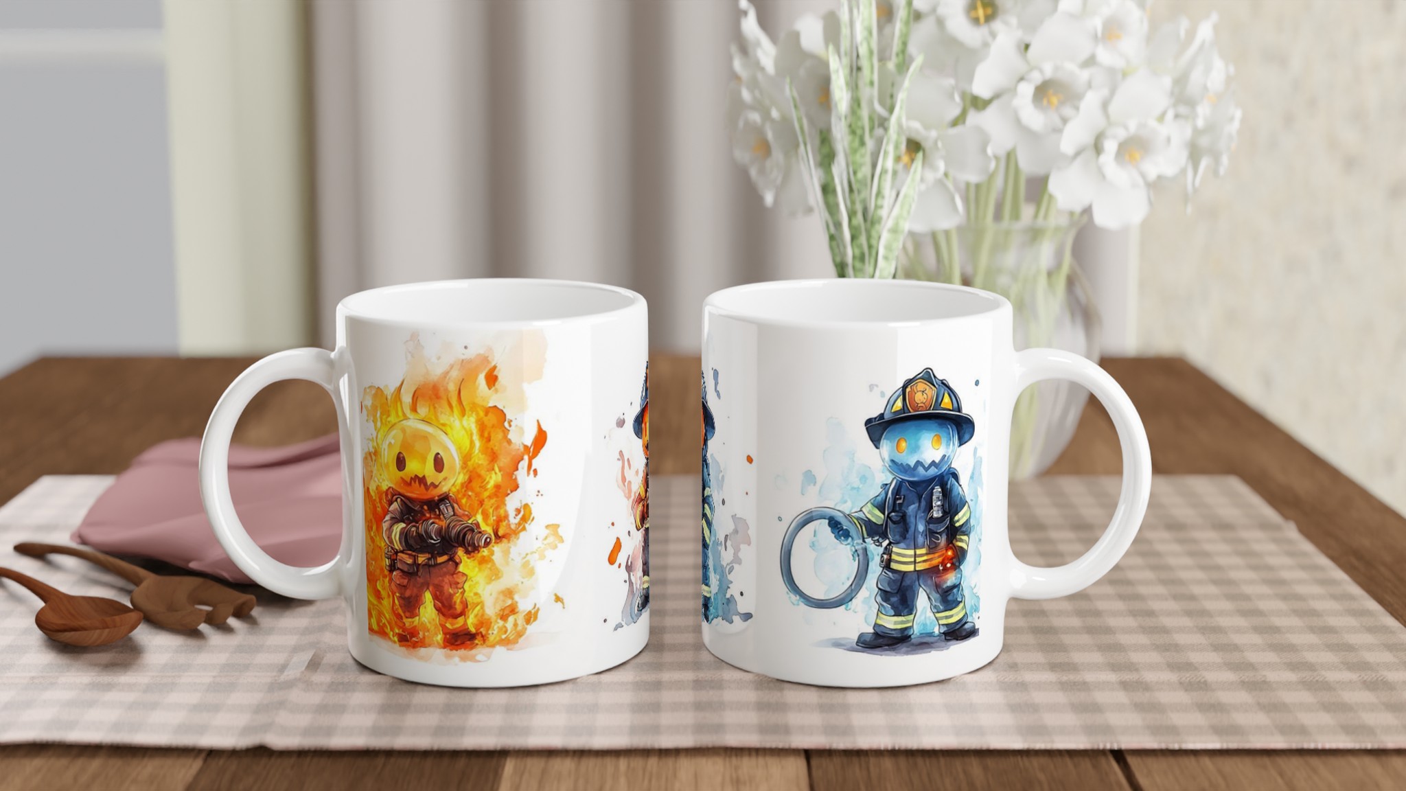 Brandman med pumpaansikte 11oz Keramisk Mugg – Unik Design för Kaffeälskare 10 d8fdea3f-1b07-4cd3-b150-da260e445ee1