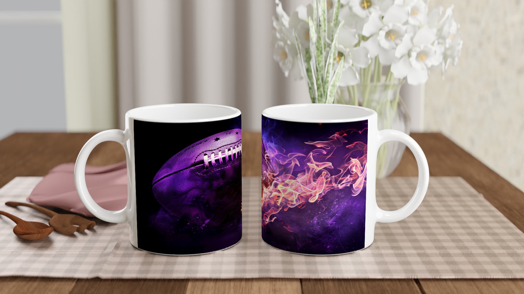 Explosiv Amerikansk Fotboll Mugg – Levande Lila Eld & Actionfylld Design, 11oz Keramisk Mugg 10 d9294b22-f2e9-424e-9ffa-4d677446f6f6