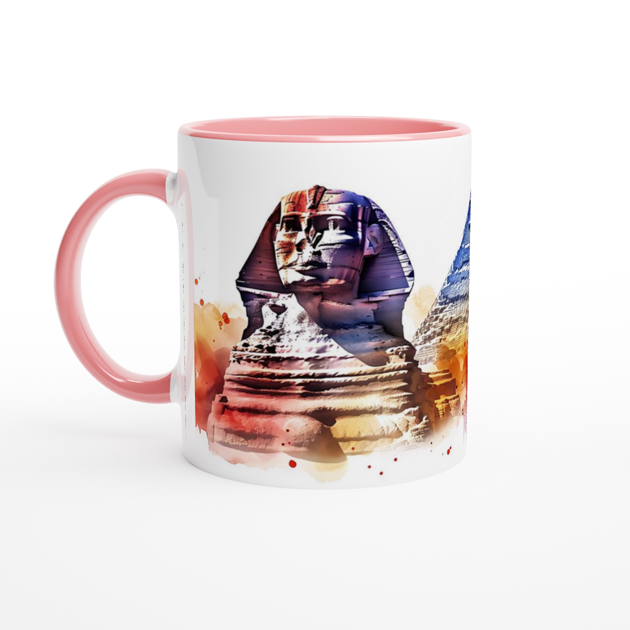 Egyptisk Akvarell Mugg - Sphinx & Pyramid Design i Levande Färgstänk 6 d9564c4f-1ca0-4789-880b-897414348a23