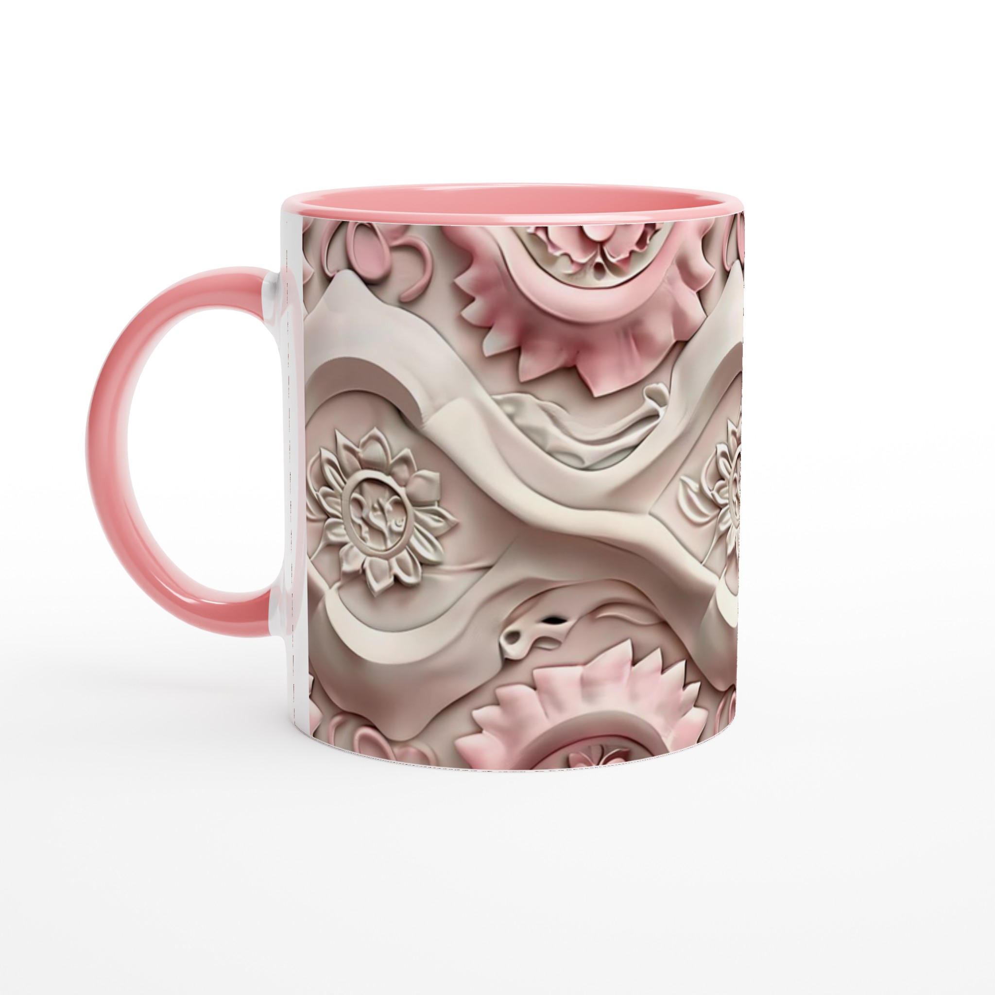 Elegant 11oz Keramisk Mugg – Delikat Reliefdesign i Rosa & Vitt, Välj bland 7 Förtrollande Färger 6 d9610d08-84a1-4099-8f67-b777a5c0a0c8