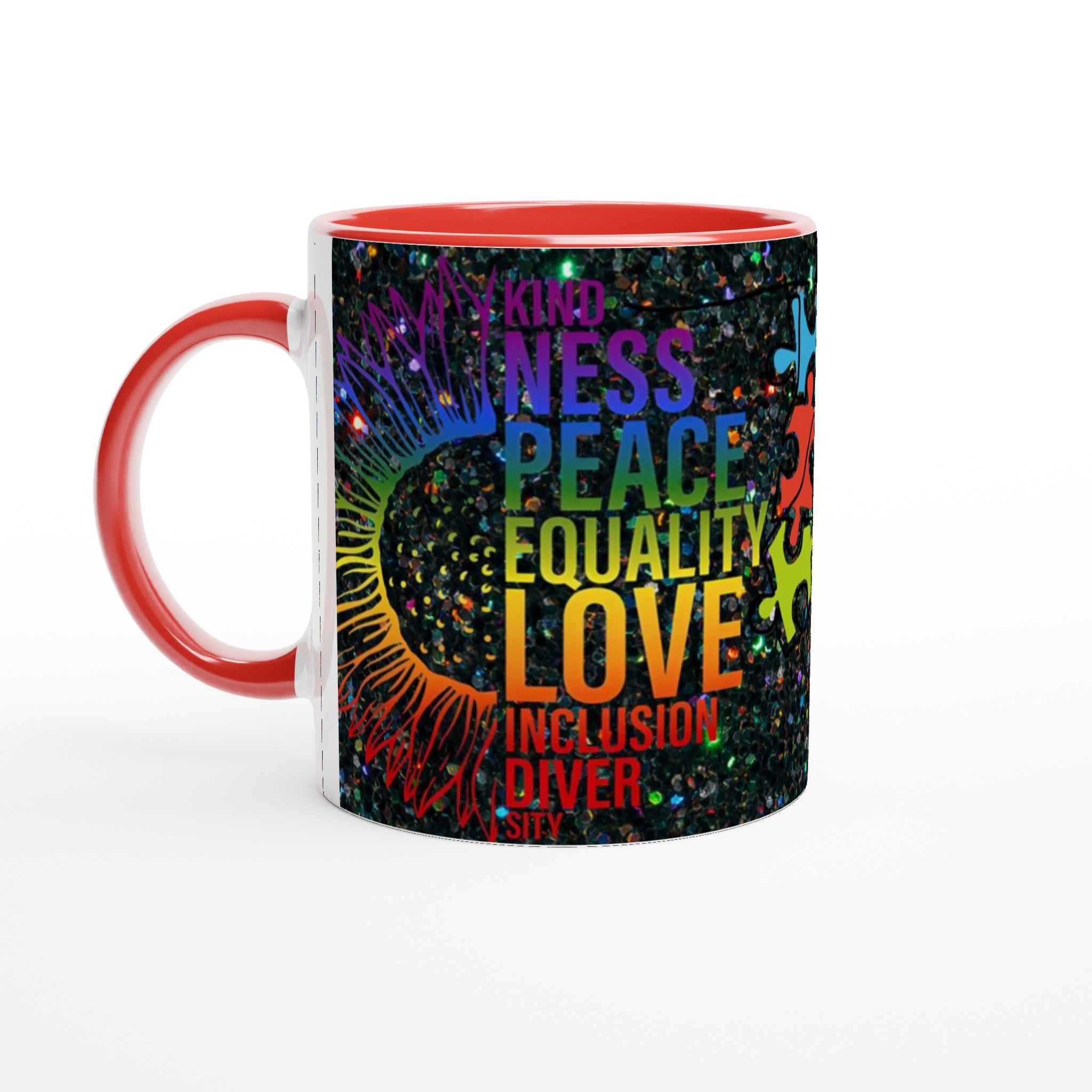 Vit 11oz keramisk mugg med färgglad inkluderingsdesign i din favoritfärg 5 d976b792-60cd-45b7-b19c-6d8d1810d844