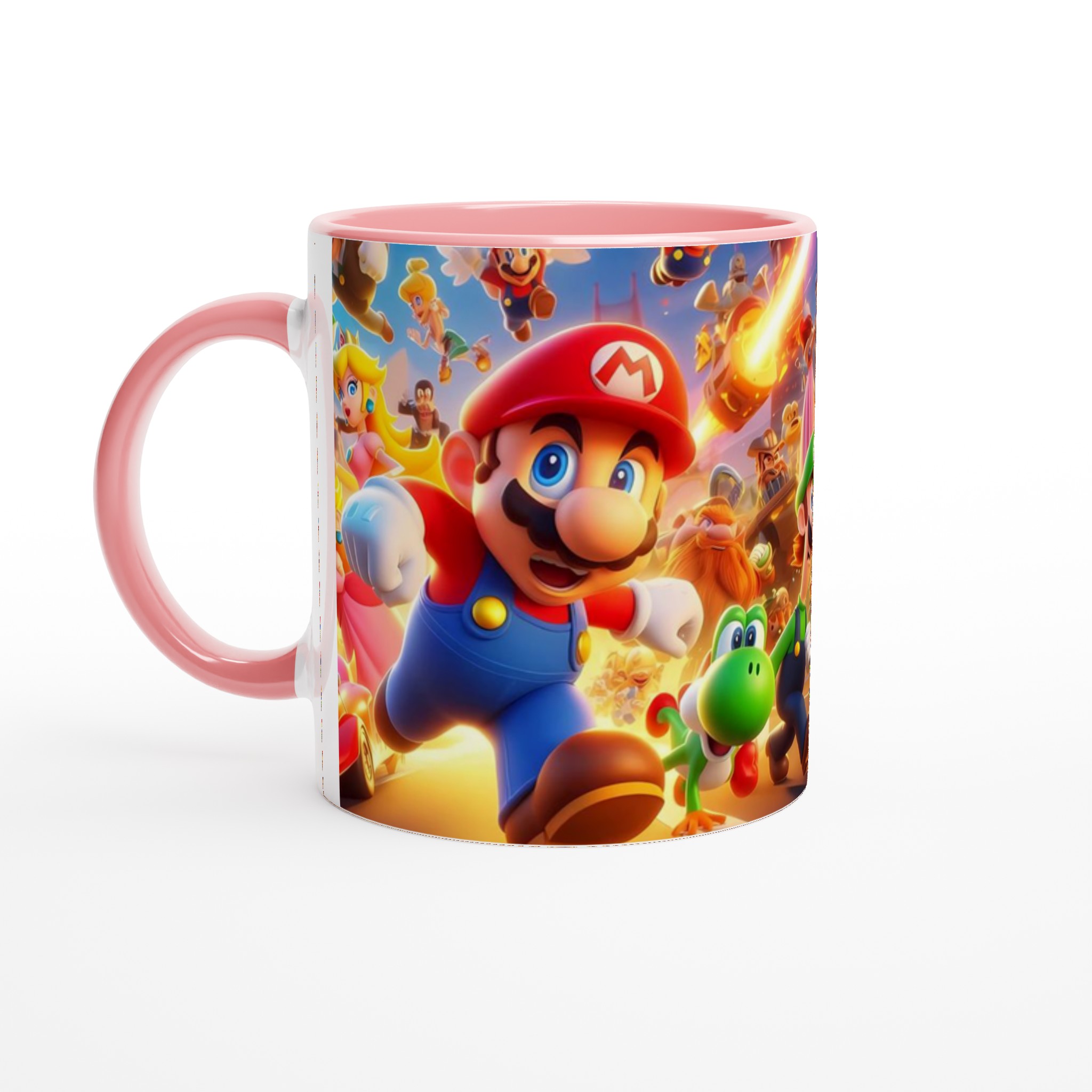 Vit 11oz keramisk mugg med levande, färgstarkt Super Mario-tema i din valda färg 6 d9871d55-595f-4265-a5be-e9cd03500576