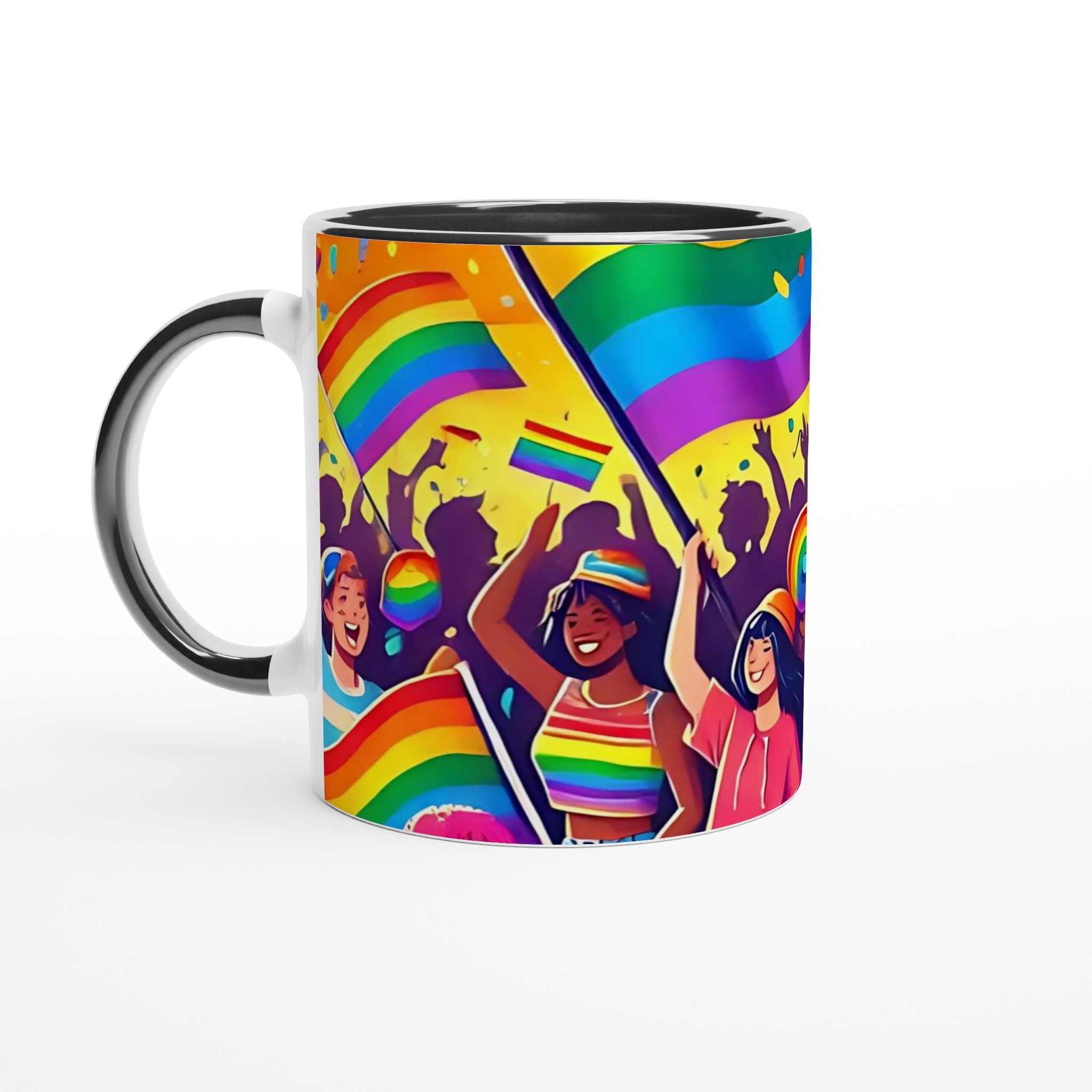 Vit 11oz keramisk mugg med färgstarka Pride- och regnbågsmotiv i ditt val av sju levande färger 4 d9bd176c-8741-40a3-a0a1-10362537c85c