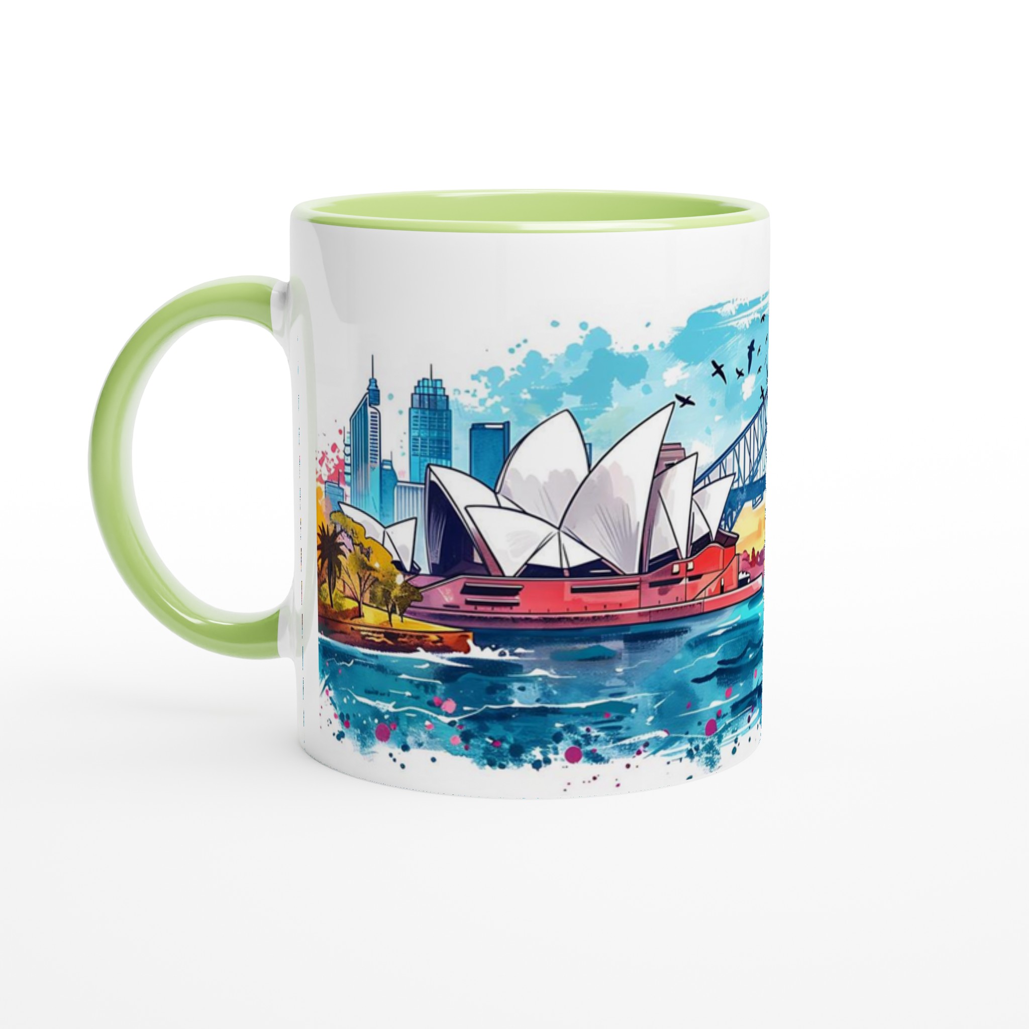Sydney Skyline Akvarell Kaffemugg - En färgstark hyllning till Australien i ditt val av sju nyanser 7 d9e436b7-3e72-45a8-ba28-a9d548dfca23