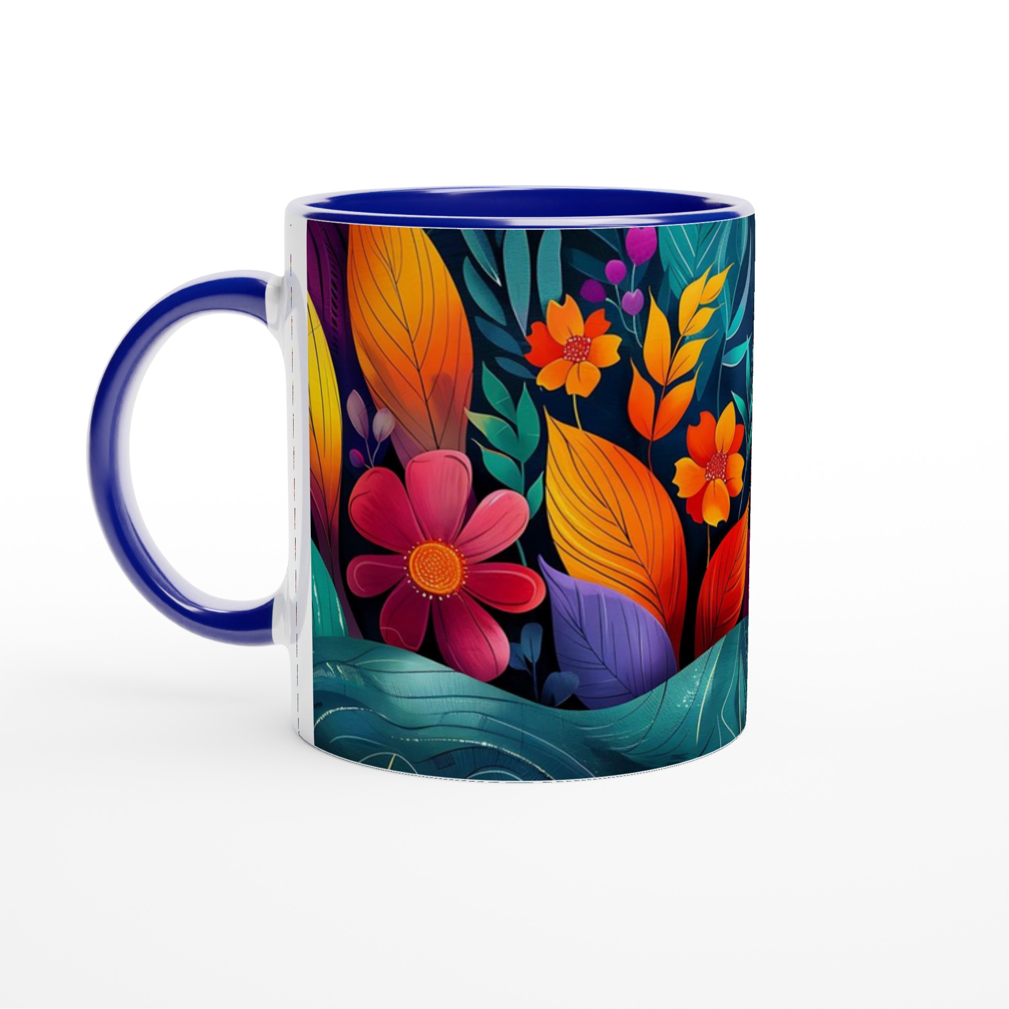 Tropisk Blomsterglädje 11oz Keramisk Mugg – Välj bland 7 Livfulla Färger 2 d9f05315-6d81-4390-8a3e-106cf2434104