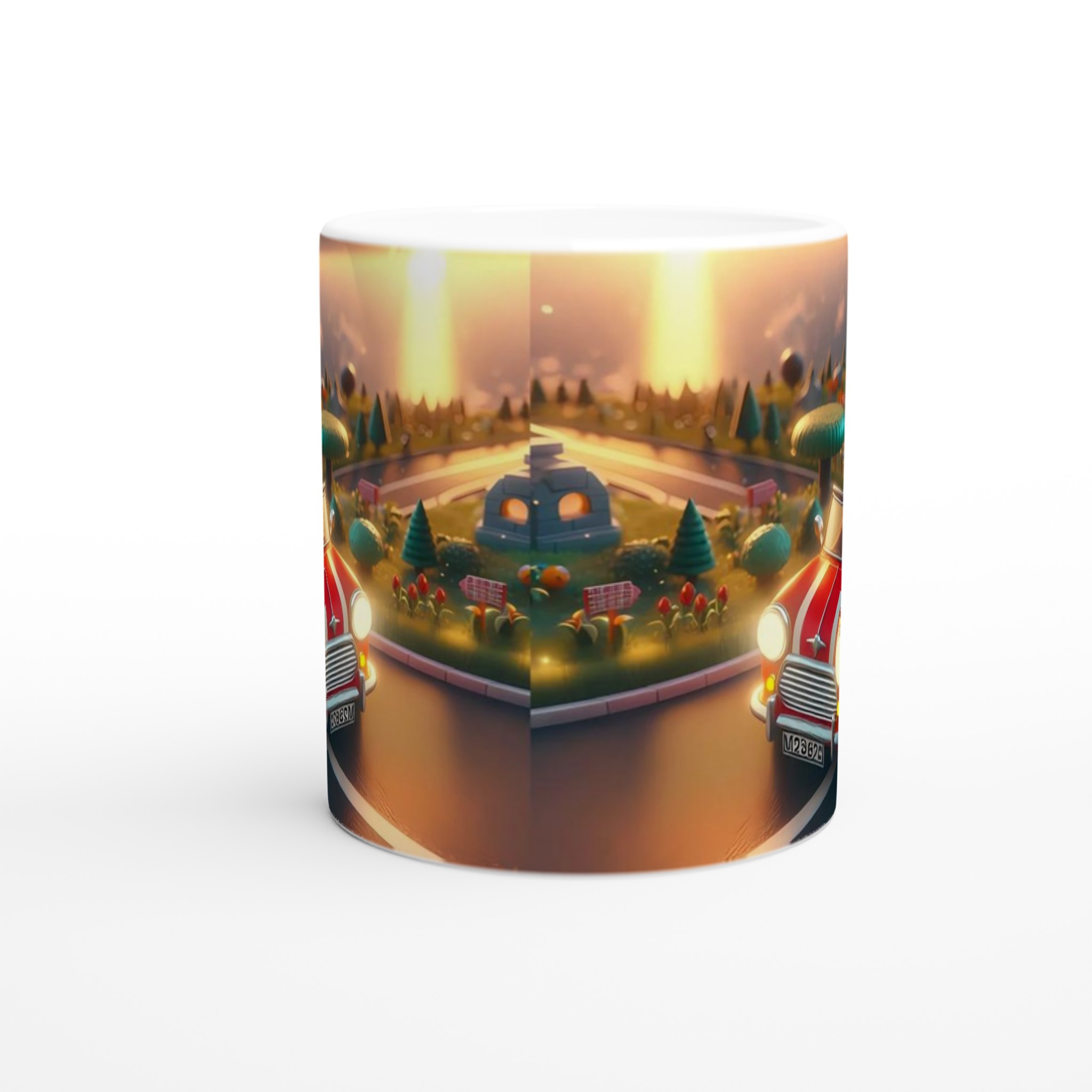 Vit 11oz keramisk mugg med lekfull racerbilsdesign i flera färgstarka nyanser 8 da02793d-7df1-4ca1-ad43-37d7f0e4b36b