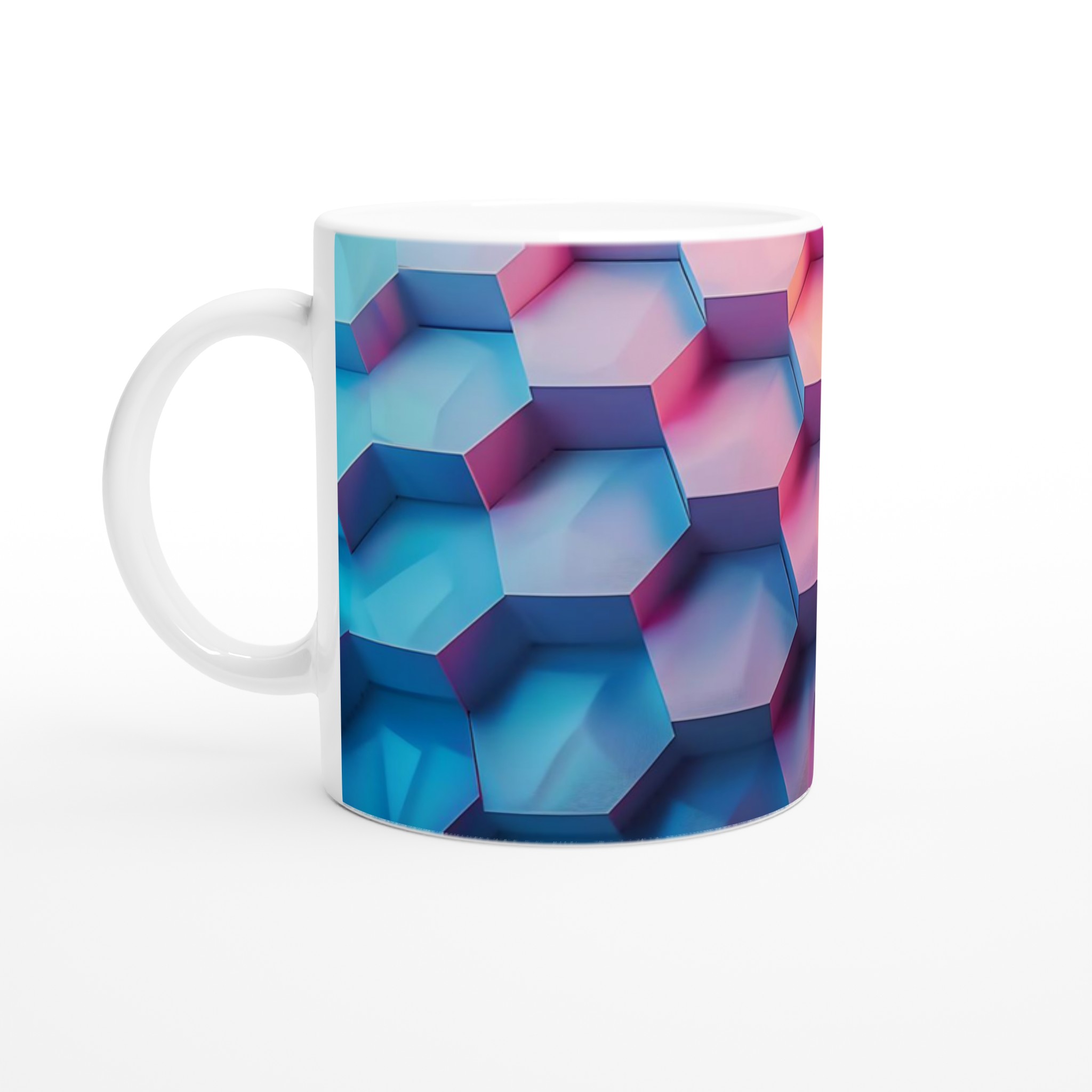 Abstrakt Hexagon Färggradient Mugg - 11oz Keramikmugg för kaffe, te & heta drycker i flera färger 1 da1f4f78-5576-495f-8888-e4486701d607