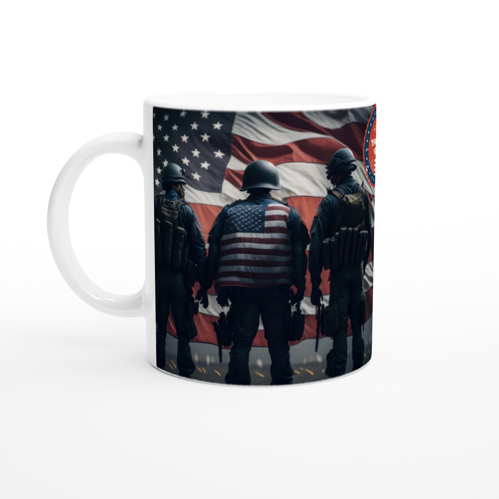 Hyllning till hjältarna: 11oz Keramikmugg med flaggmotiv – Perfekt för patriotiska presenter 1 da3213f8-0209-46e0-81b2-948b2426682a