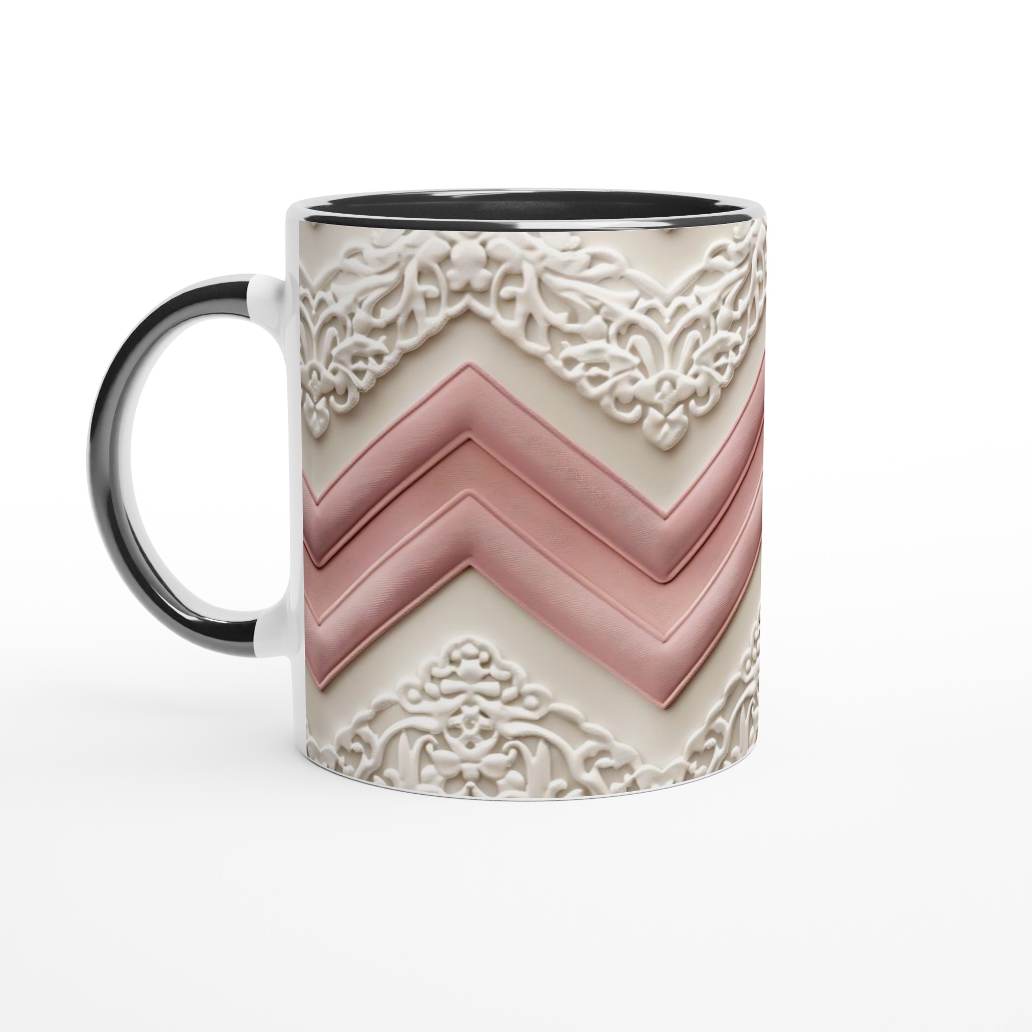 Elegant Vågmönstrad Keramikmugg – Pastellrosa & Vita Detaljer, 11oz – Välj bland 7 Färger! 4 da8a55fe-0705-4415-87e7-c23c414a9bca