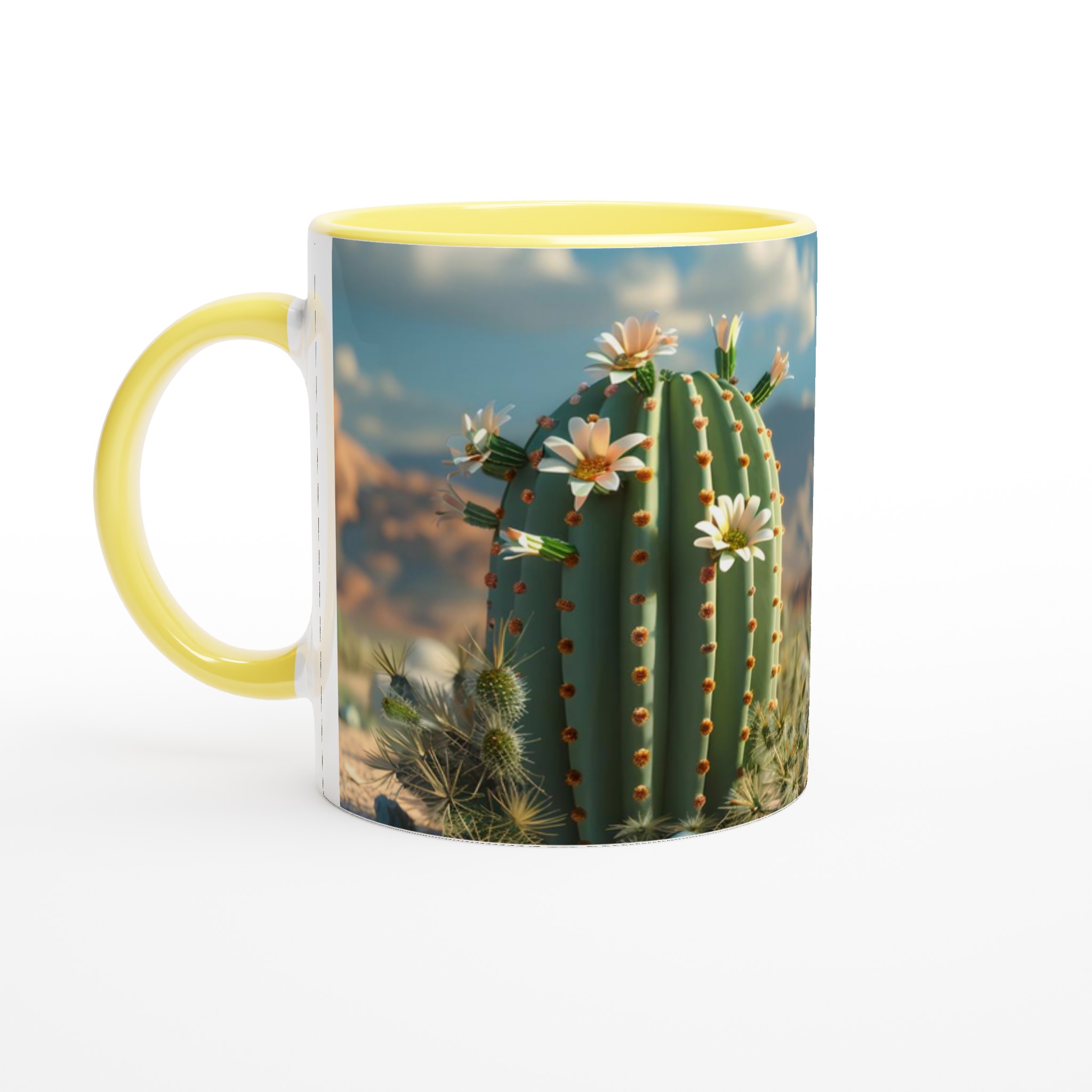 Kaktusblomster Keramikmugg - 11oz, Levande Desert Blommor för Kaffe & Te 3 dac76386-00a7-4b74-9473-214b86d6fc40