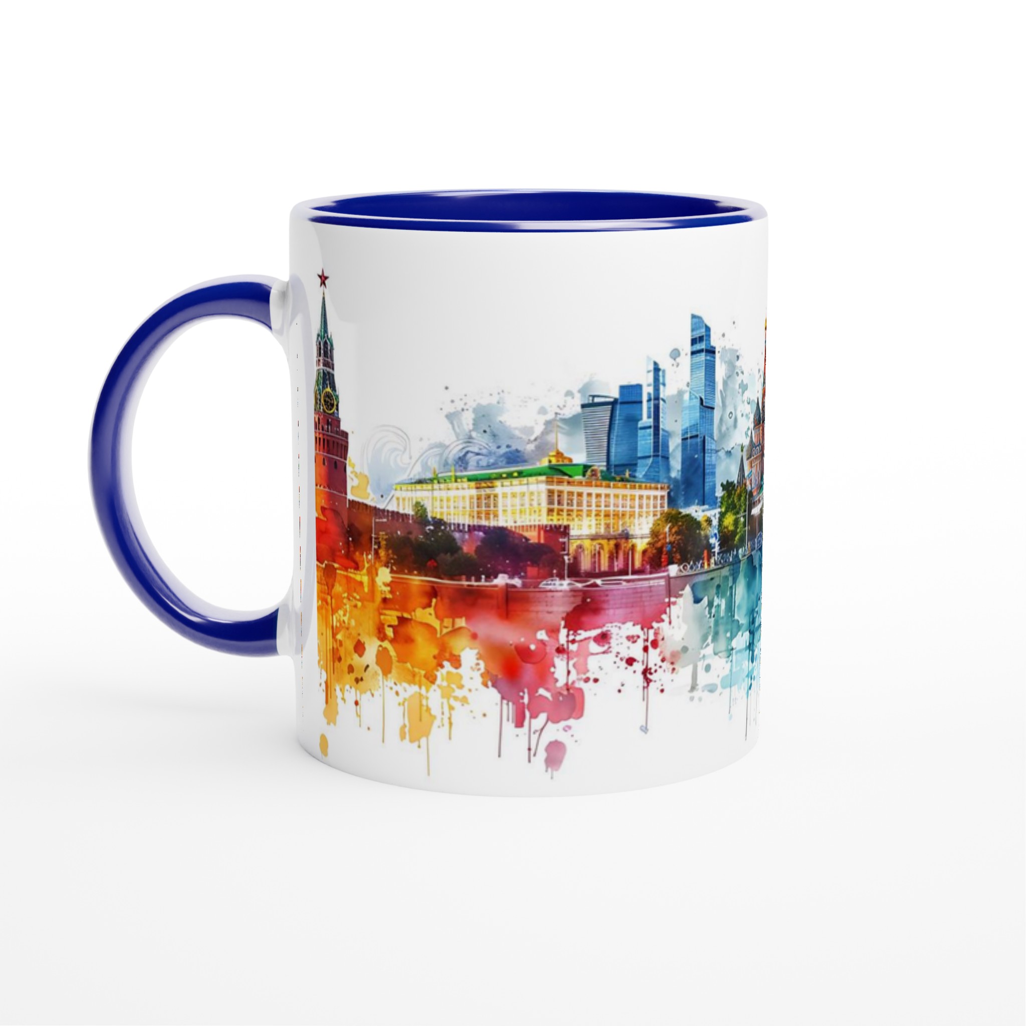 Abstrakt Moskva Stadssiluett Keramisk Mugg - Akvarellstil i Valfri Färg 2 dae37312-3050-46f7-bec2-fd9284e0b7bc