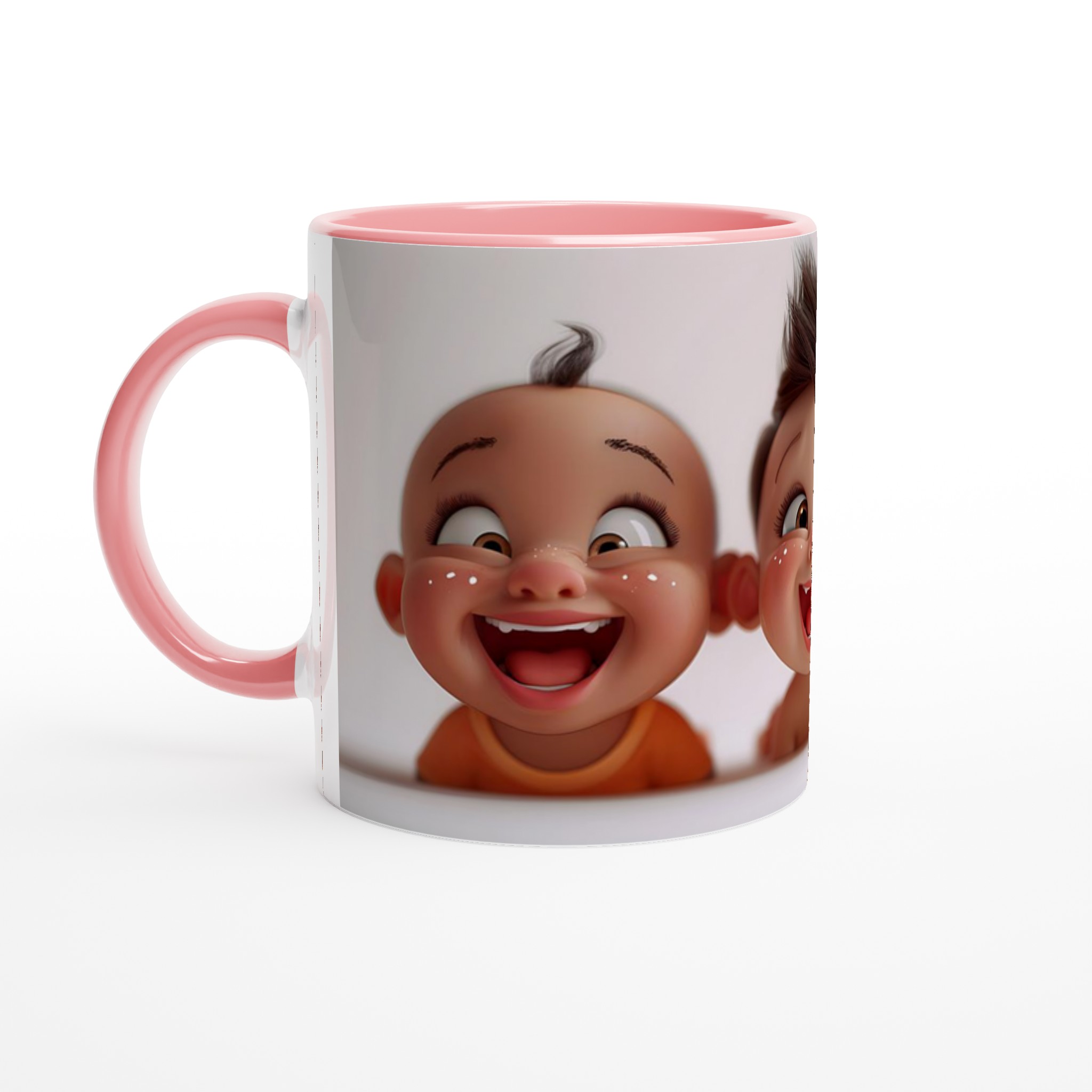 Vit 11oz keramisk mugg med lekfulla barnansikten – välj bland sju livfulla färger 6 daf8c06a-b5de-44fb-9063-6921d5c84ba1