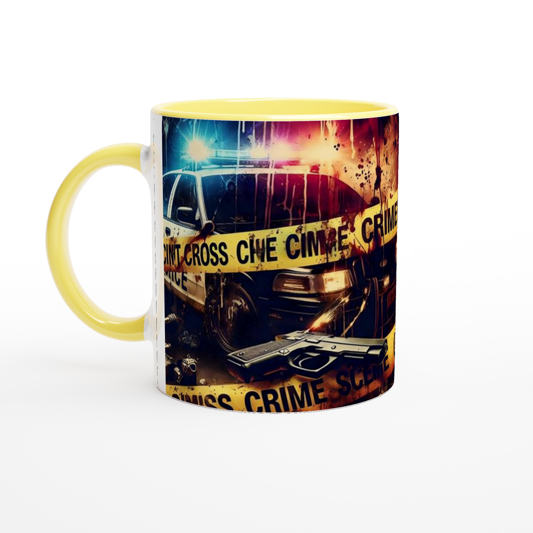 Vit 11oz keramisk mugg med dramatiskt krimtema i livfulla färger 3 db696f6f-4f76-49c3-a253-253cba3f4275