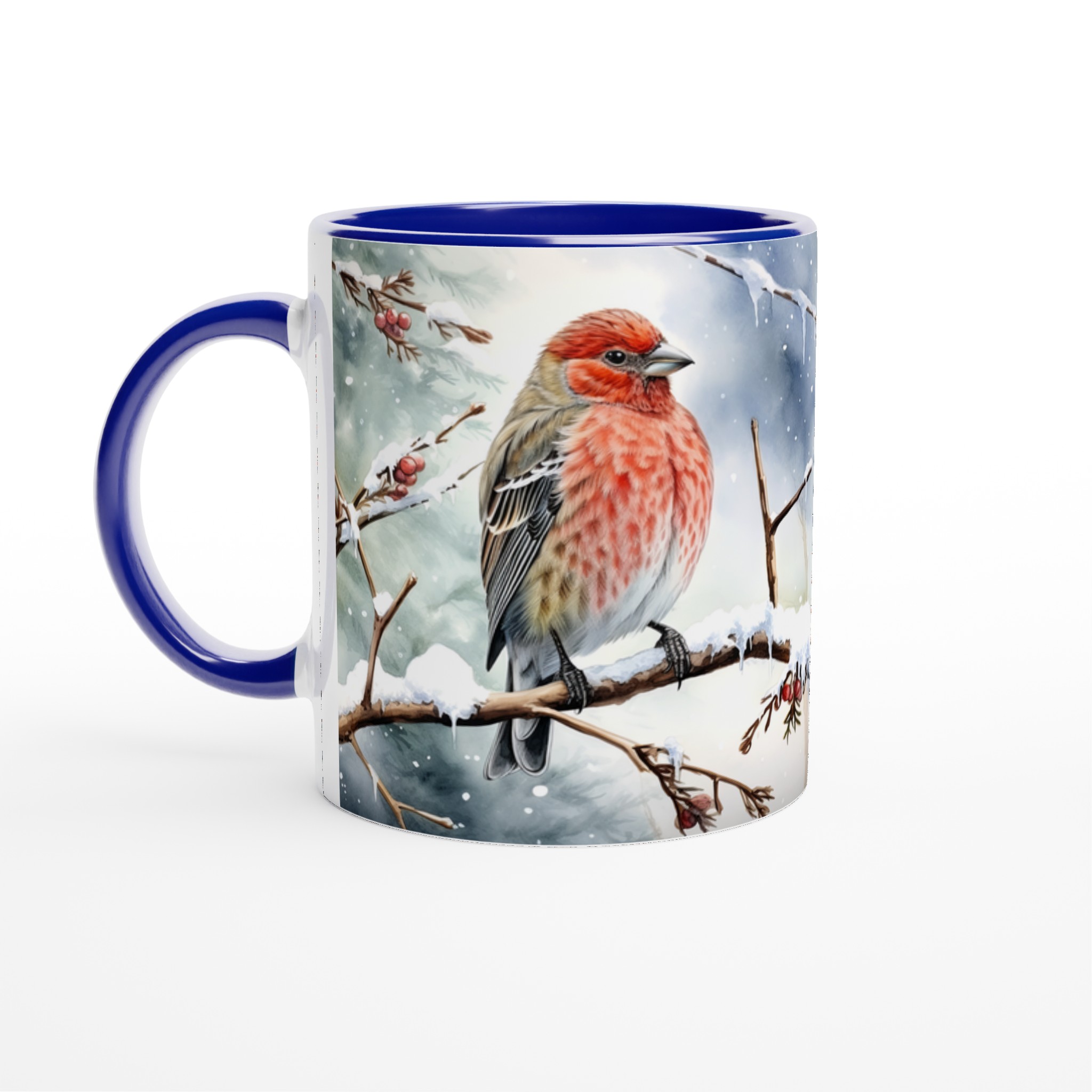 Vit 11oz keramisk mugg med vinterfågelmotiv – välj bland sju vackra keramfärger 2 db8d142b-3993-48bc-a2e9-0204c05f7faa