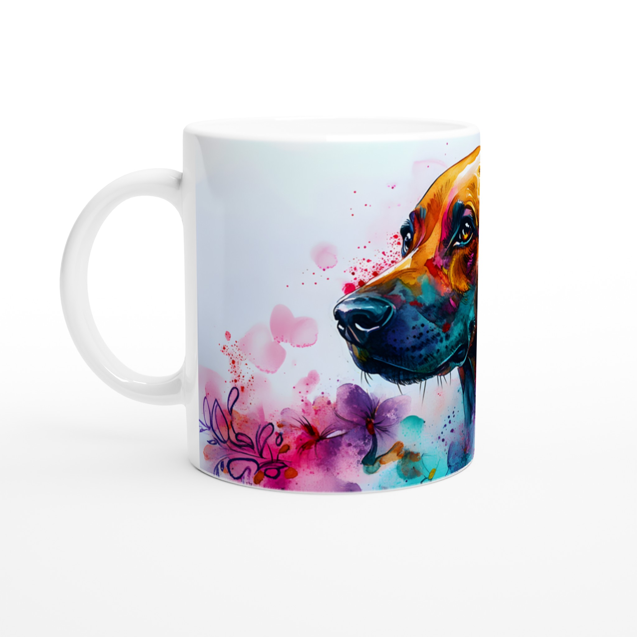 Konstnärlig Akvarellhundsmugg – 11oz Keramikmugg i Levande Färger 1 dbc01c3e-17ca-47b6-bc08-9720996ddff9