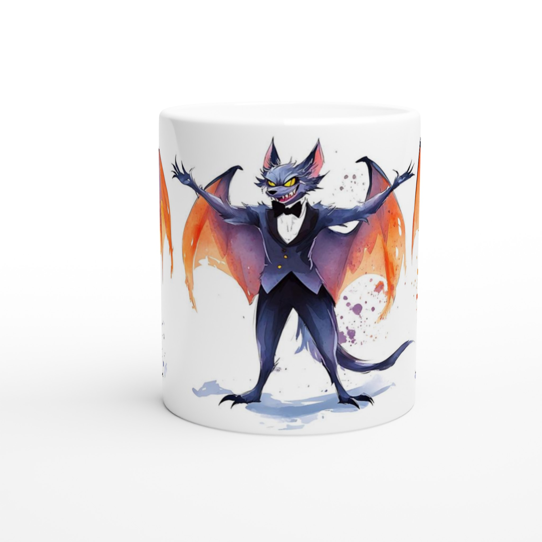 Mystisk Fladdermus Akvarell Mugg - Unikt Tryck med Vibrerande Färger | 11oz Keramisk Kaffekopp 8 dbc73dce-b44f-4823-942c-ad2b10d8b17d