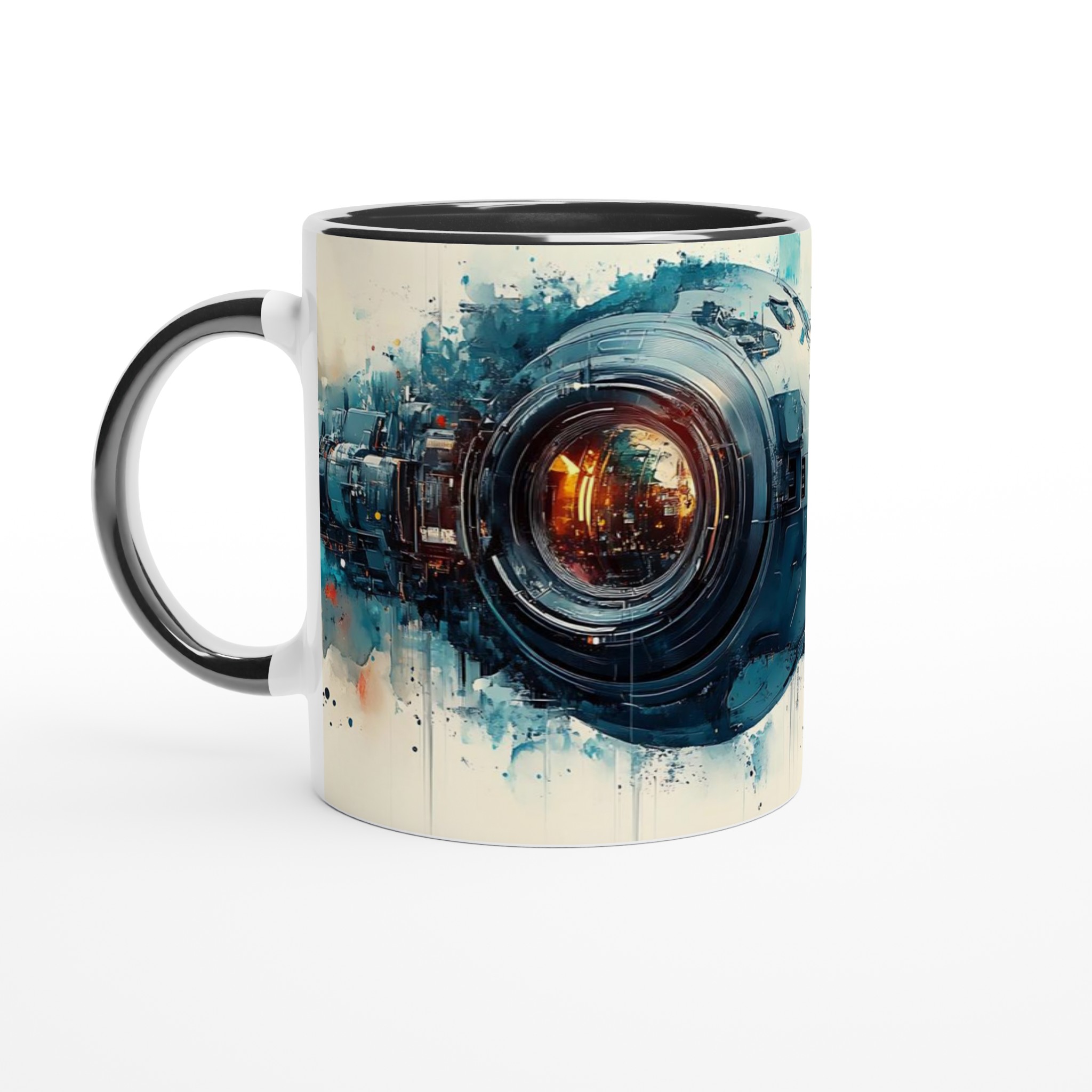 Vit 11oz keramisk mugg med futuristisk rymddesign i flera färger 4 dc2d4708-aa9b-492a-a1bc-8fec125a00b7