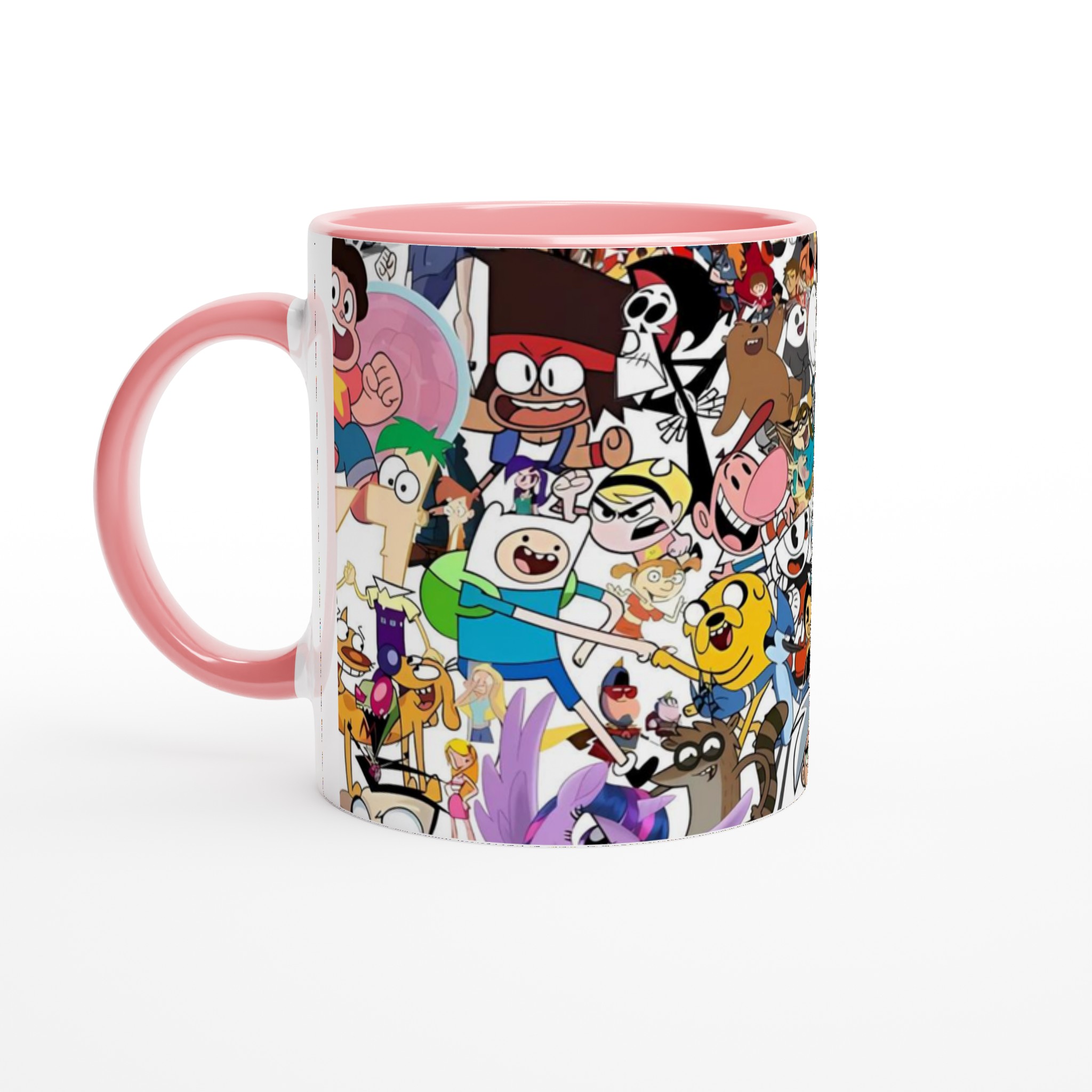 Vit 11oz keramisk mugg med färgstark cartoon-collage – välj din favoritfärg för unik stil 7 dc6b5893-927c-4af9-b3b3-50e72b9693c1