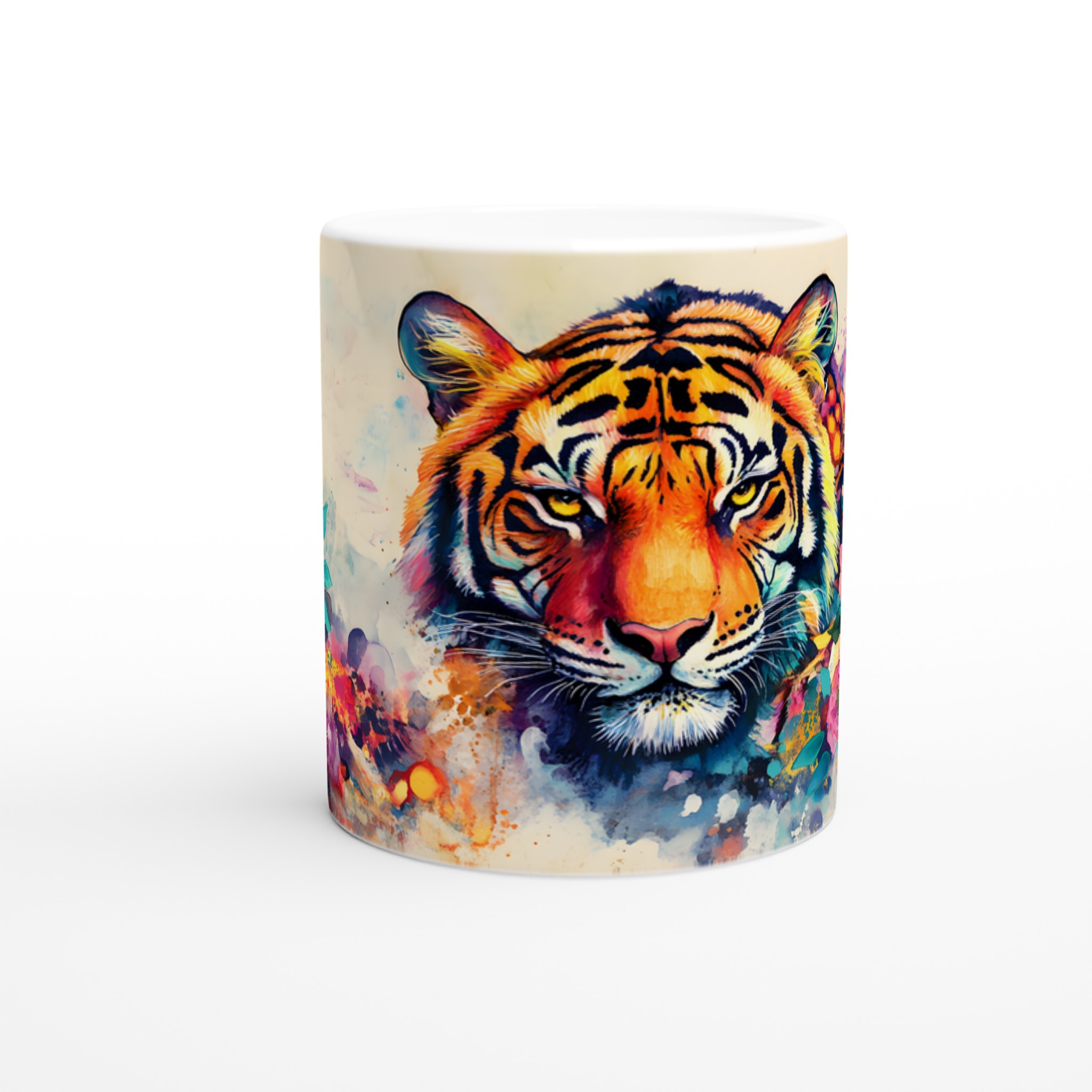 Mångfärgad Akvarell Tiger Keramikmugg - 11oz Konstnärlig Kaffemugg i Ditt Val av Färg 8 dc94c6d5-e6ce-4afd-a48c-1a585f9a966a