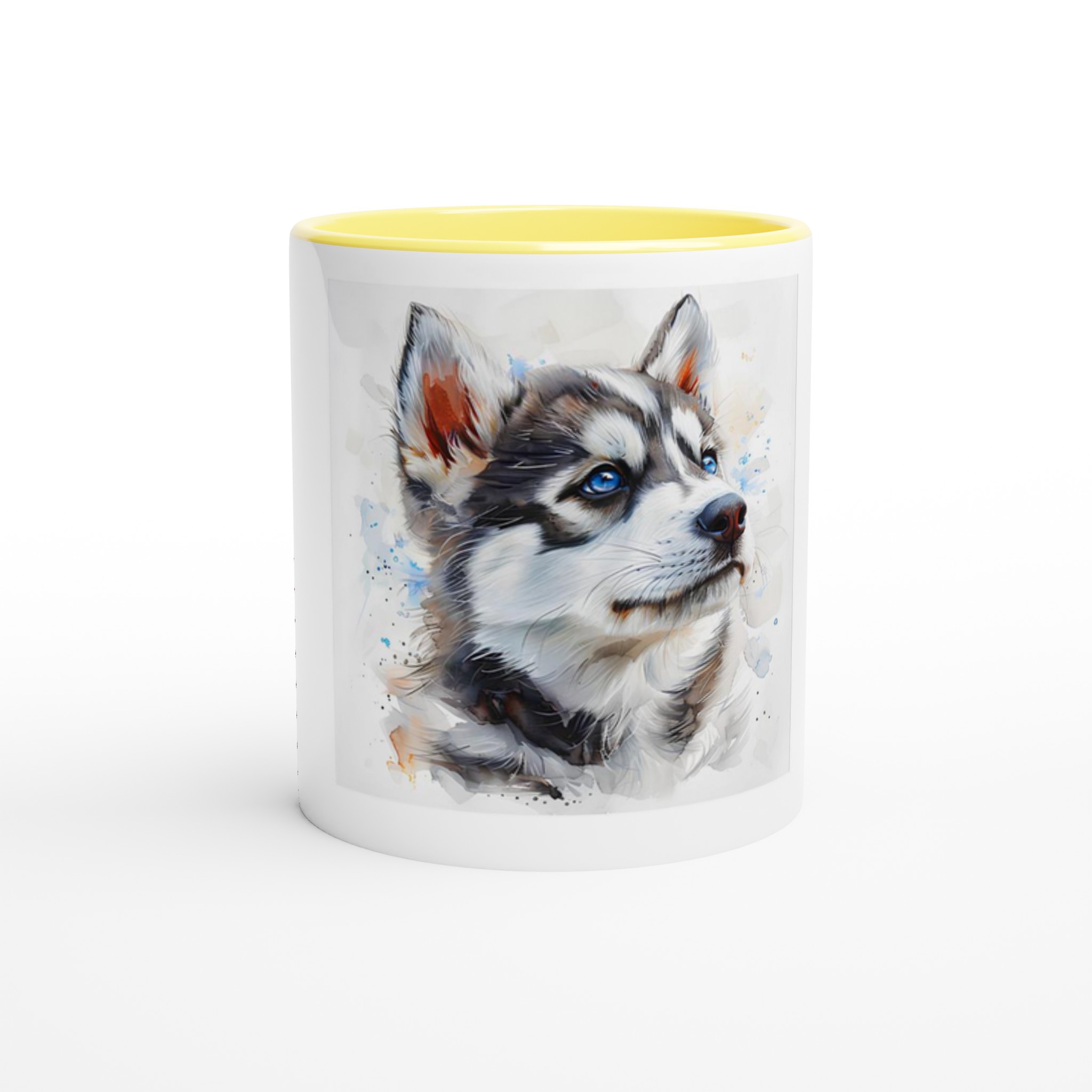 Vacker Husky Valp Akvarell Keramikmugg – Färgad insida & handtag i ditt val av 6 nyanser 1 dcbc373c-4b88-4e51-87c8-ed3ca3f8c5a9
