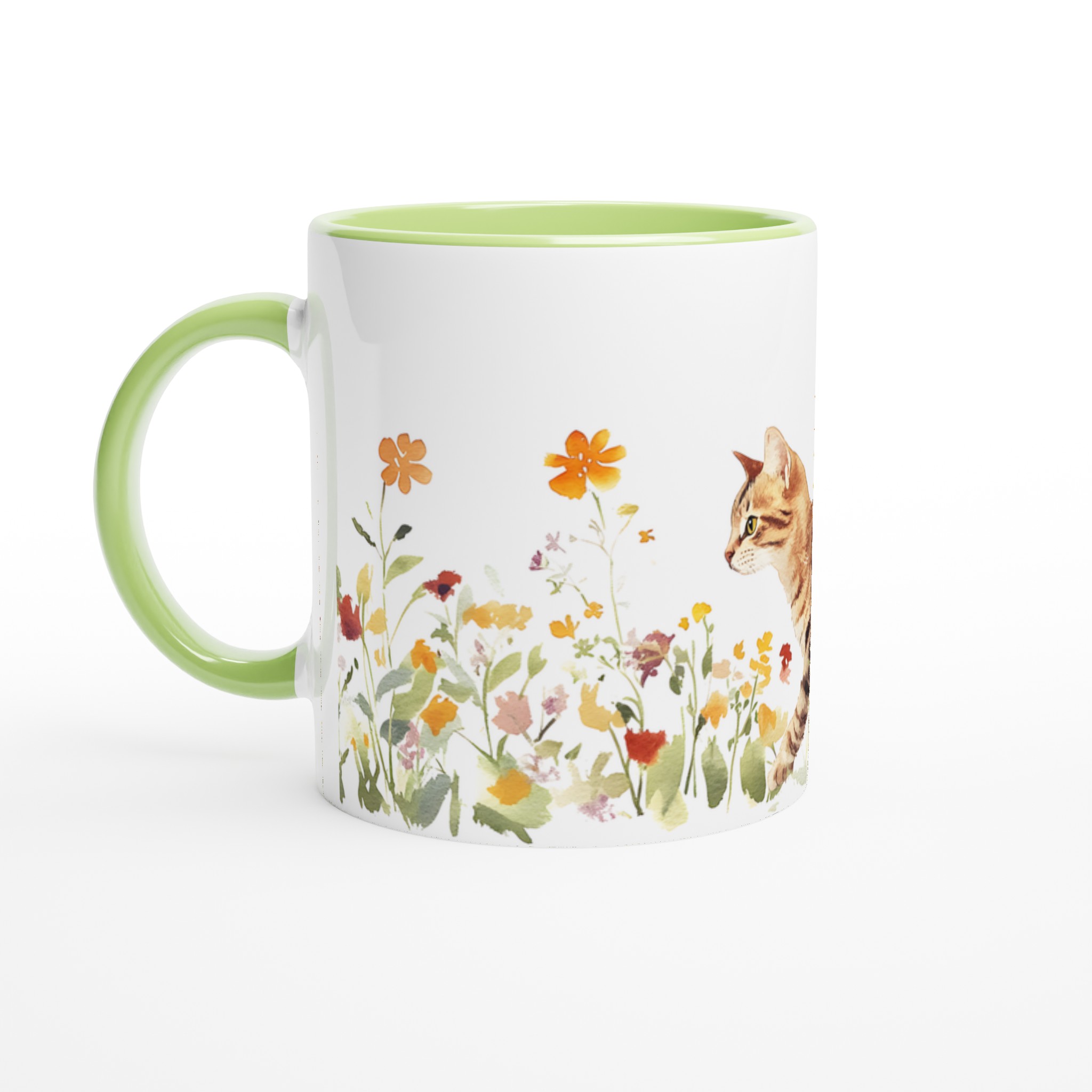 Katt bland Vårblommor - Konstnärlig Keramisk Mugg för Kattälskare | 11oz i Valfri Färg 7 dcc5b98a-0d08-40dc-9470-d9e6adb4eea4