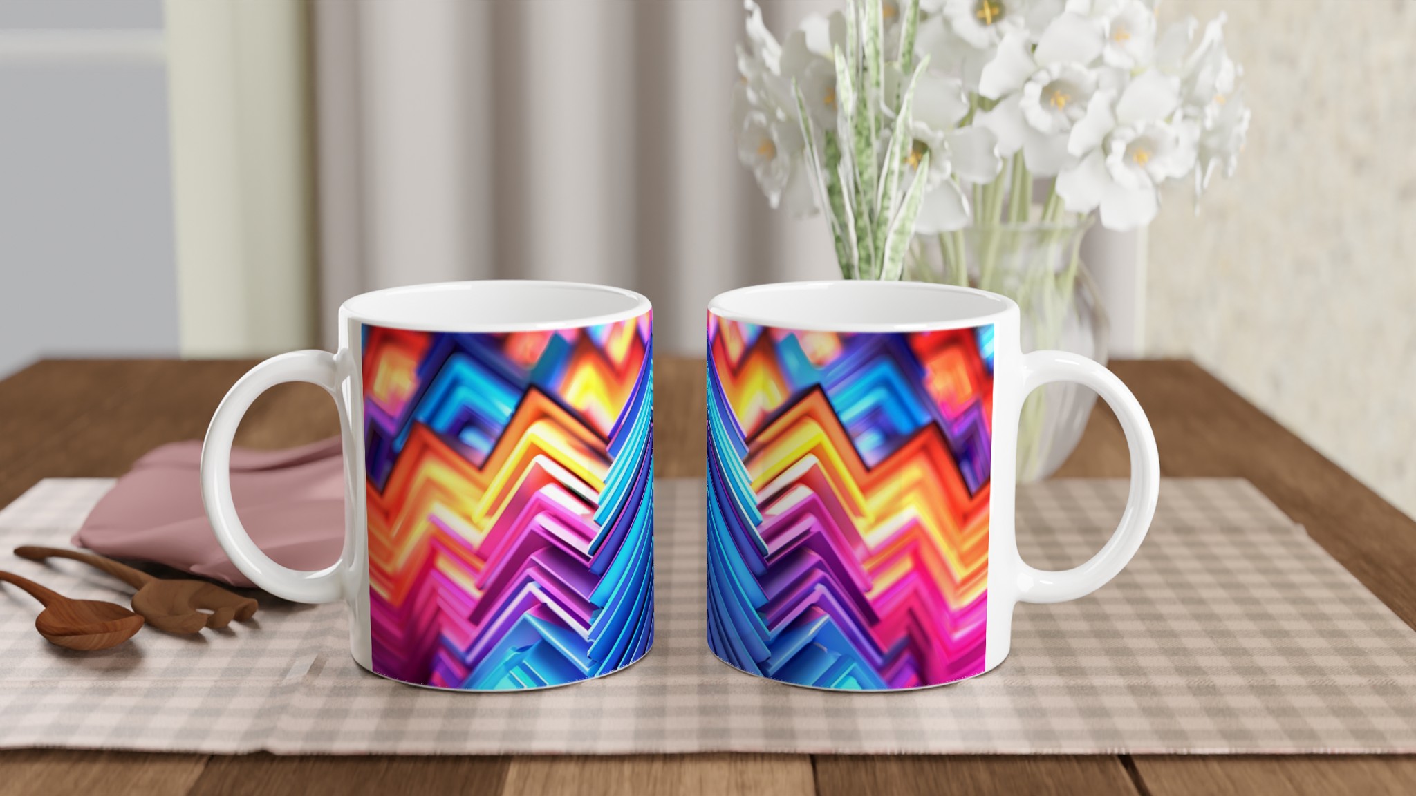 Abstrakt Neon Zigzag 11oz Keramikmugg – Dynamiska Färger för din Kaffestund 10 dccbd0d0-5663-4b36-939f-7c57c98023d9