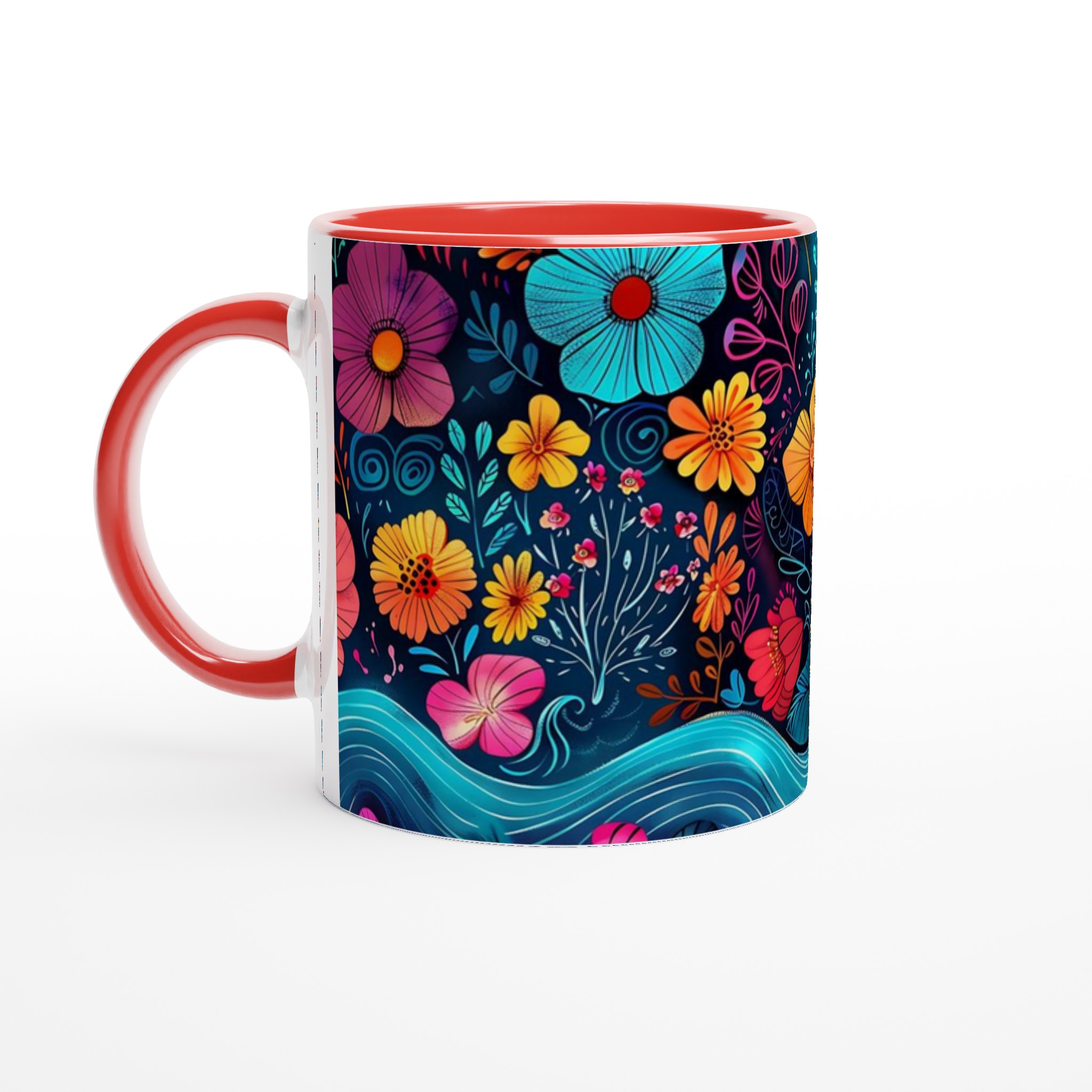 Färgsprakande Blomstermugg – 11 oz Keramikmugg i Ditt Val av Färg 5 dcd1ecd4-176c-4846-b389-d3fee9409040