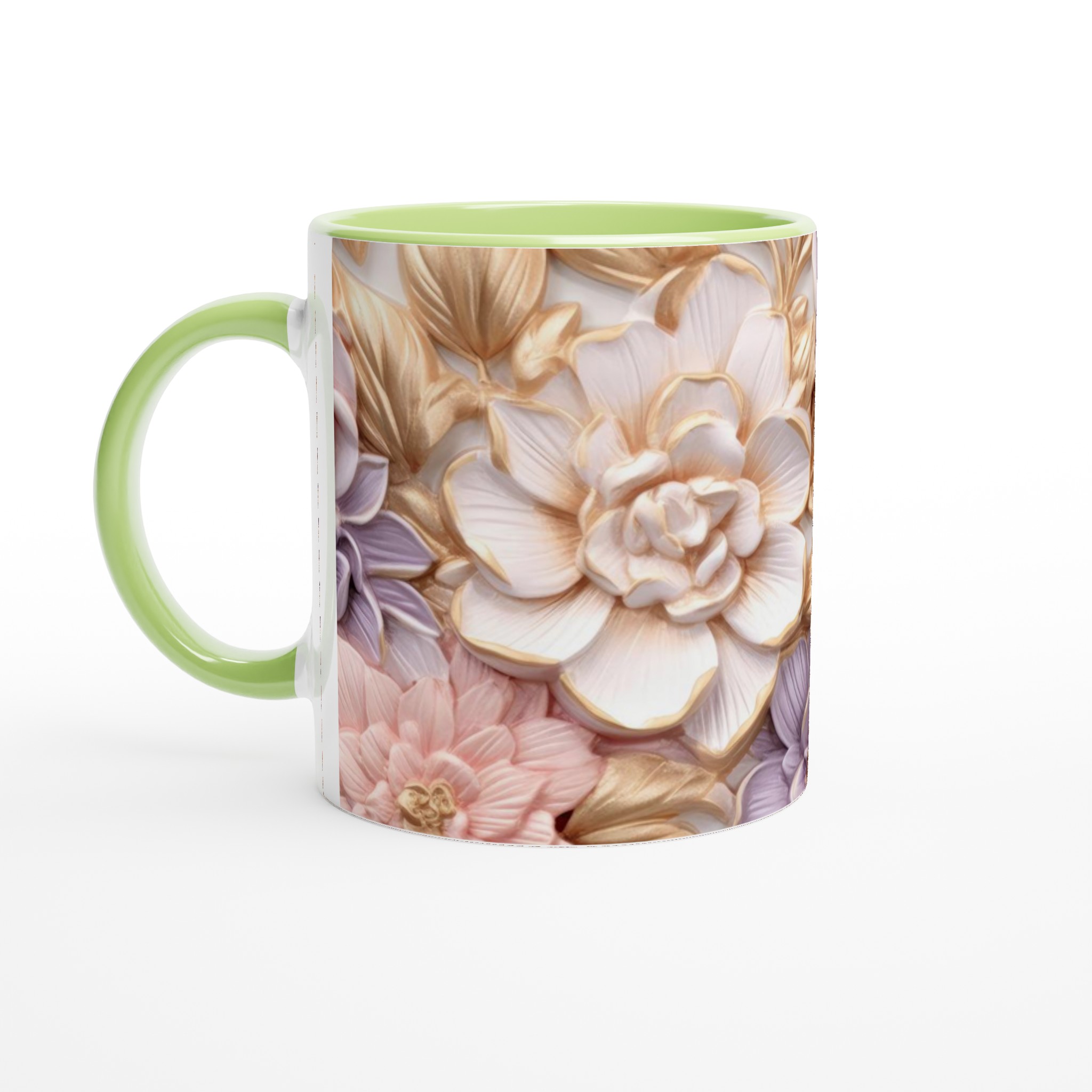 Vit 11oz keramisk mugg med elegant blomsterdesign i flera färger 7 dcd20399-0982-48f0-9158-8b47c3b10c34