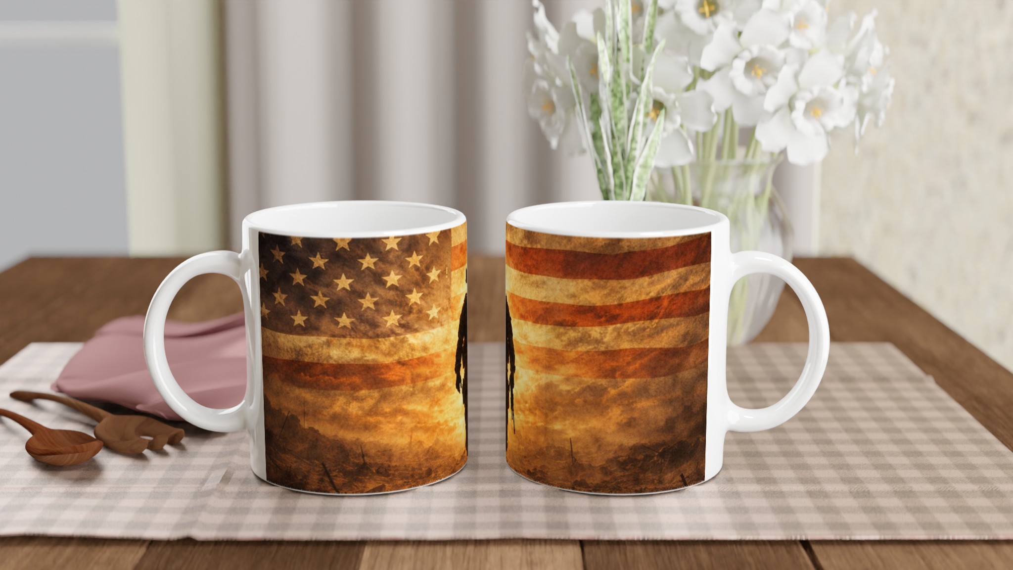 Vit 11oz keramisk mugg med patriotiskt soldatmotiv i flera färgval 10 dcde7e1f-9b44-4437-8e65-2552f32781d9