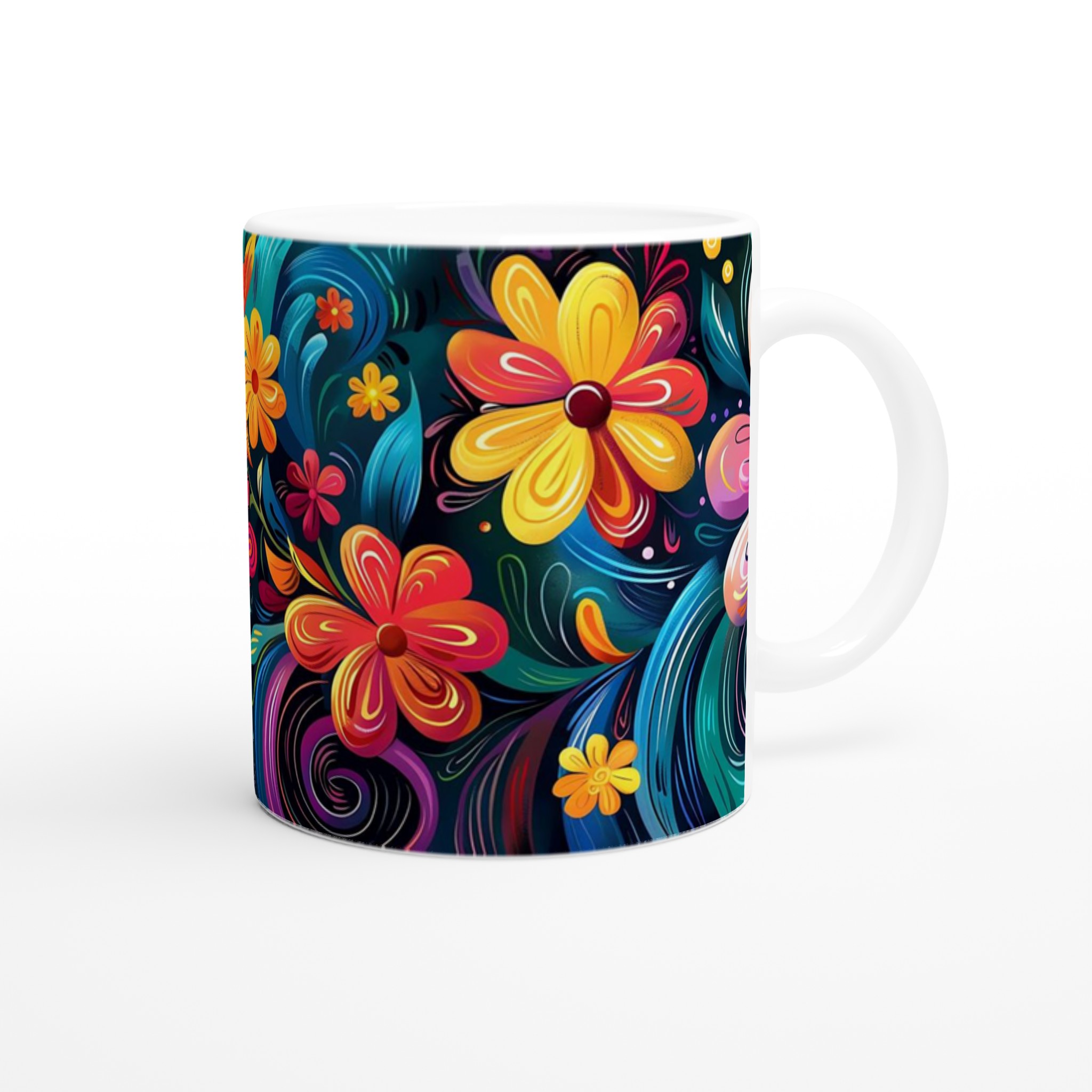 Abstrakt Blommig 11oz Keramikmugg – Färgglad Design för Kaffeälskare, Välj Din Favoritfärg! 9 dd04b93e-3146-42d3-9047-456f9992f8a7