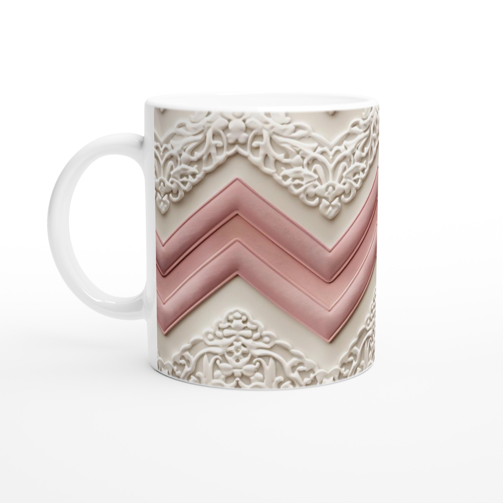 Elegant Vågmönstrad Keramikmugg – Pastellrosa & Vita Detaljer, 11oz – Välj bland 7 Färger! 1 dd0acc32-03a0-4a36-b872-109d4c1b9680