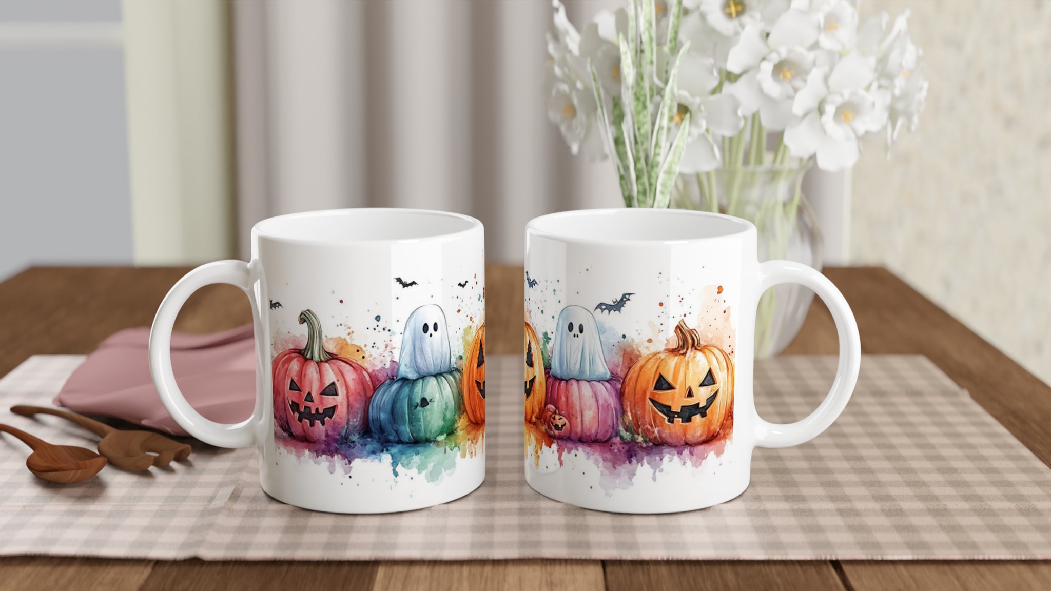 Färgsprakande Halloween Mugg: Bus eller Godis med Spöken & Pumpor i Akvarell – Välj din Färg! 10 dd69e9c3-ca57-4c11-86ad-034ccac7f49c