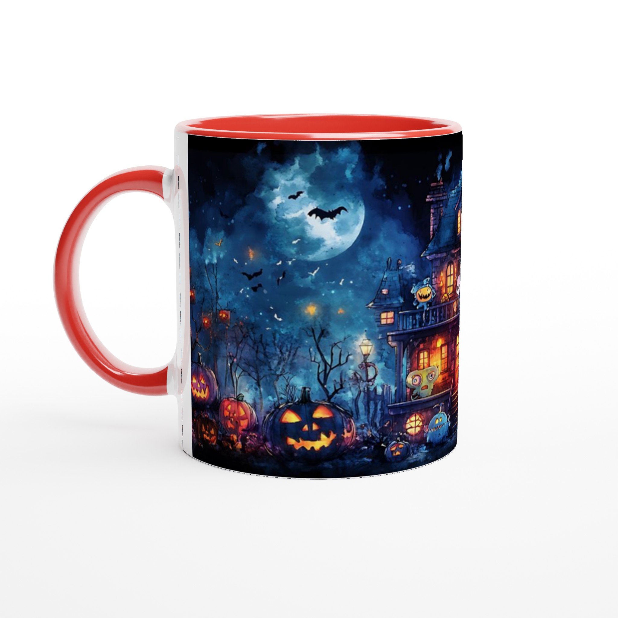Spooky Fun! Haunted Mansion & Pumpkins 11oz Keramisk Mugg – Välj bland 7 kusliga färger! 5 dd836658-df43-4352-994f-b1afc5df157f