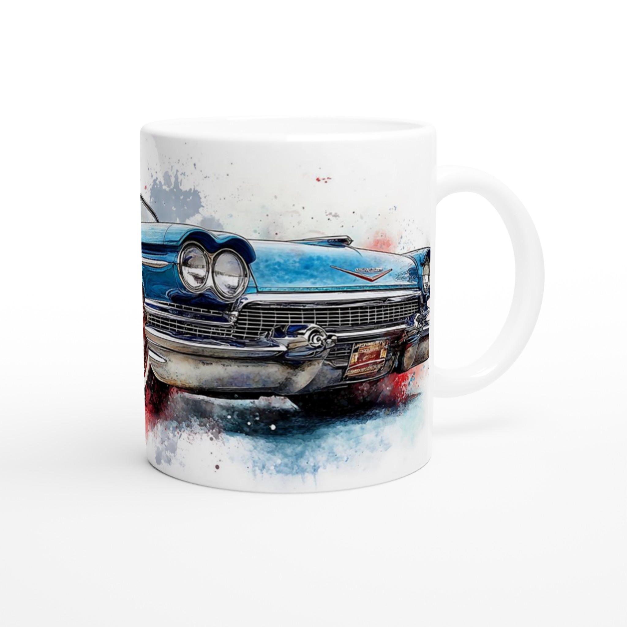 Klassisk Cadillac Vattenfärgsmugg – 11oz Keramikmugg i Vintage Amerikansk Bildesign 9 ddec5757-d5b6-4a1c-8121-73e32a31efc4