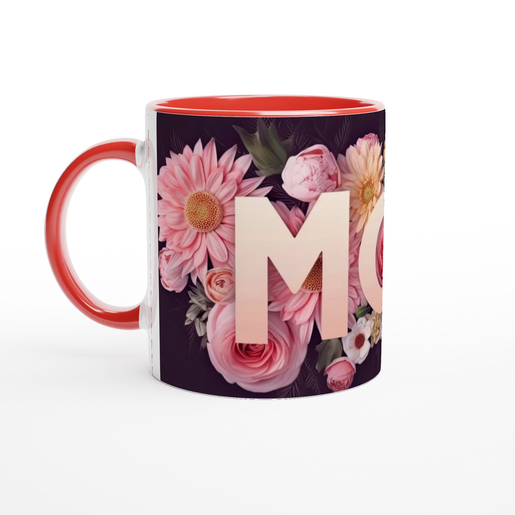 Vit 11oz keramisk mugg med blomstrande MOM-design – välj bland sju färgstarka keramiska nyanser 5 de0196fb-005e-4249-832d-a4edfe97f869