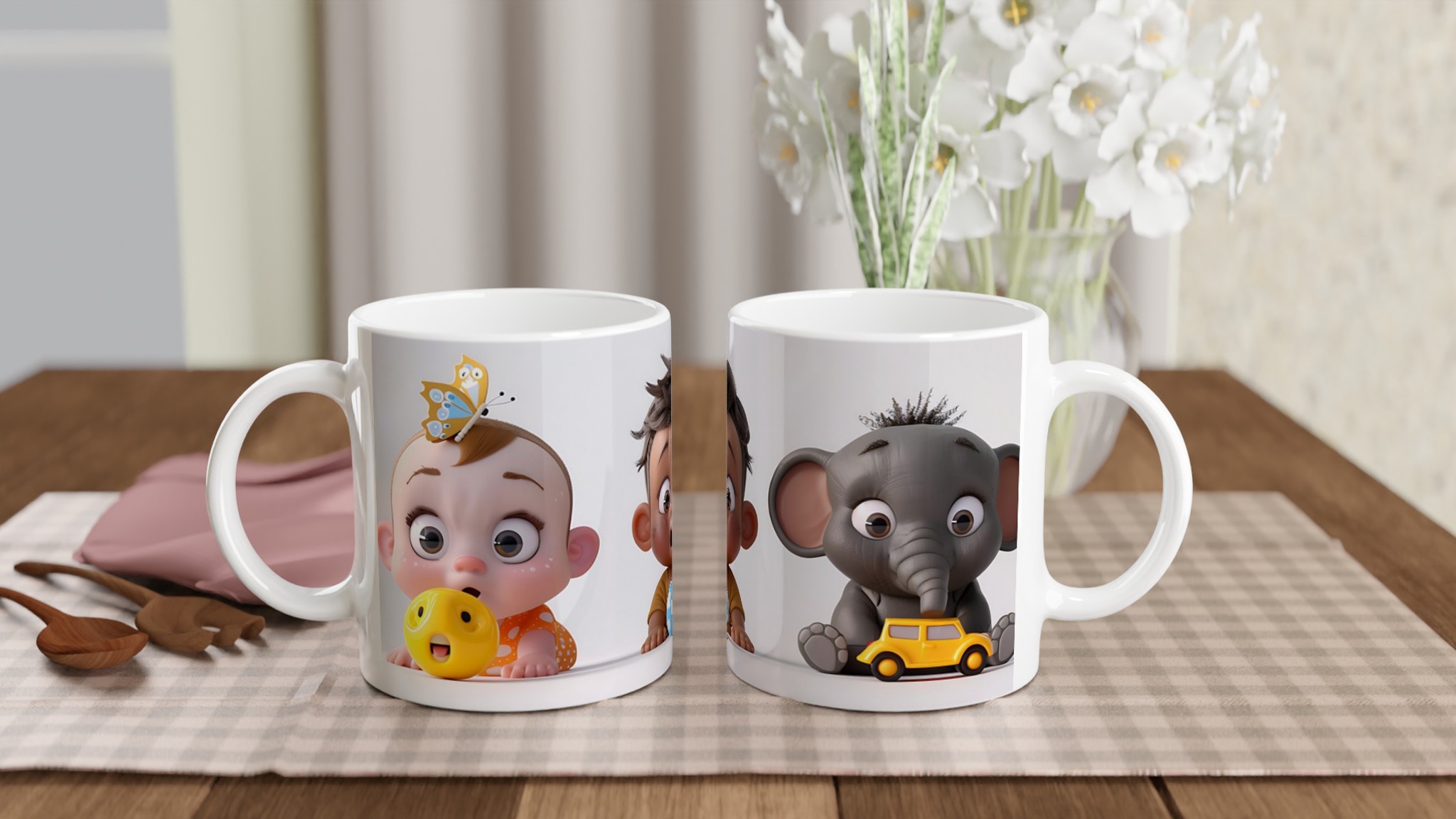 Söta Lekkamrater Keramikmugg – Glada Babymotiv & Djur för Din Kaffe- eller Teupplevelse, Välj Färg! 11 de034bf6-6ec2-4698-a799-5c3527f1a0ef