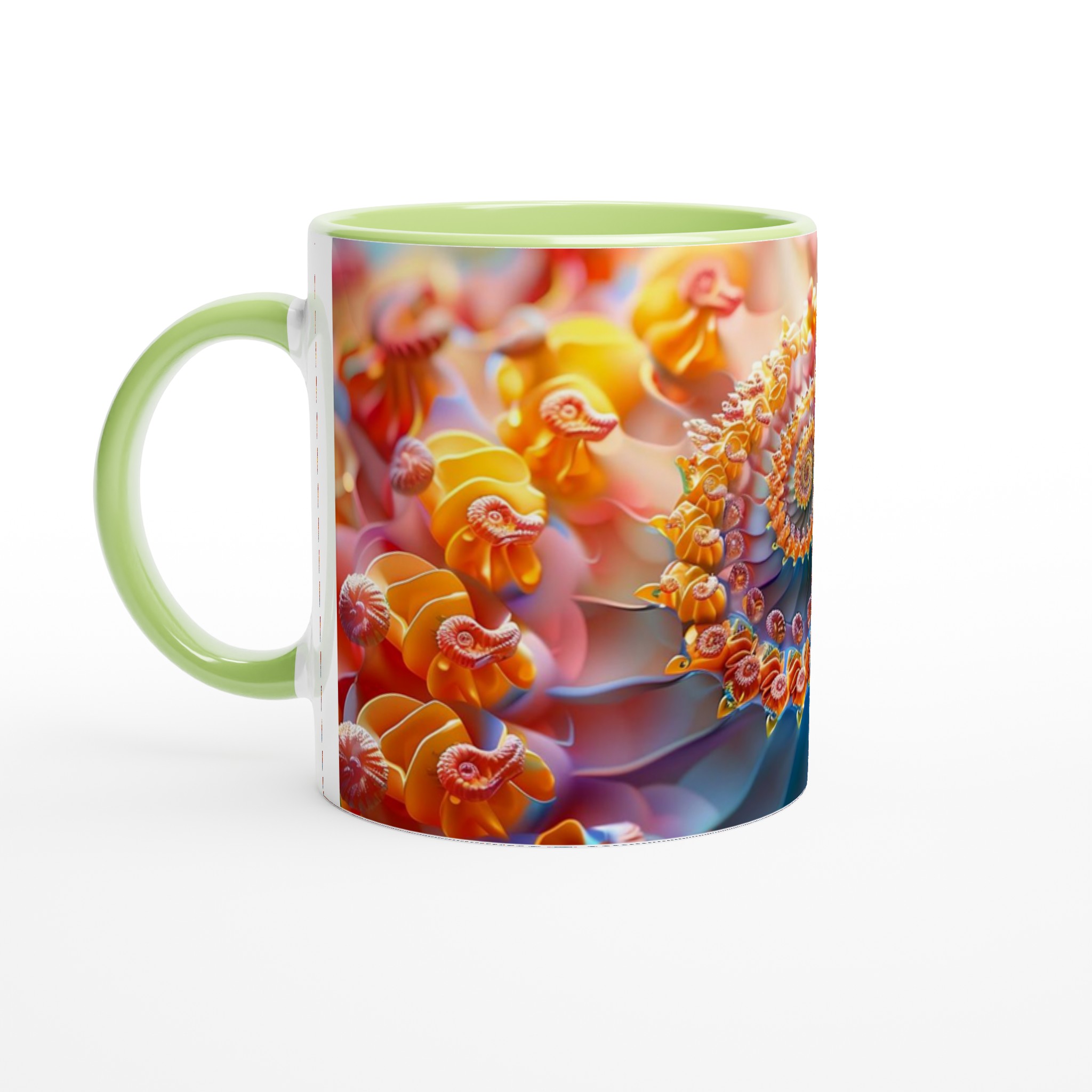 Abstrakt Fraktal Konst Mugg – 11oz Keramisk Kaffekopp i Klara Färger 7 de1641c0-0210-4fea-bc5b-11127c26b19d