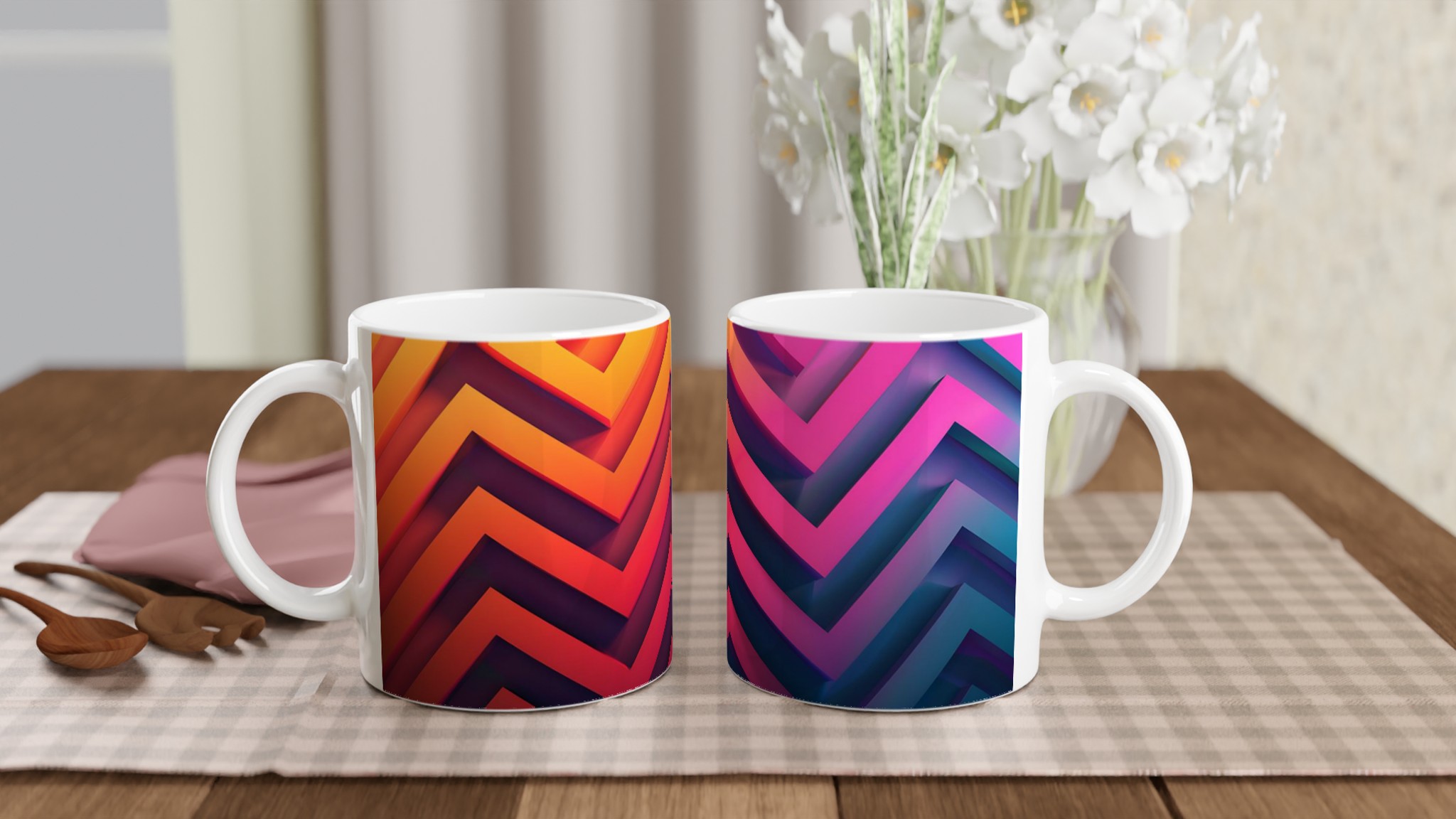Abstrakt Chevron Mugg - Färgexplosion på 11oz Keramisk Kaffekopp 10 de2e67ce-bbbd-4b3f-91a2-15a7f3ffdb96