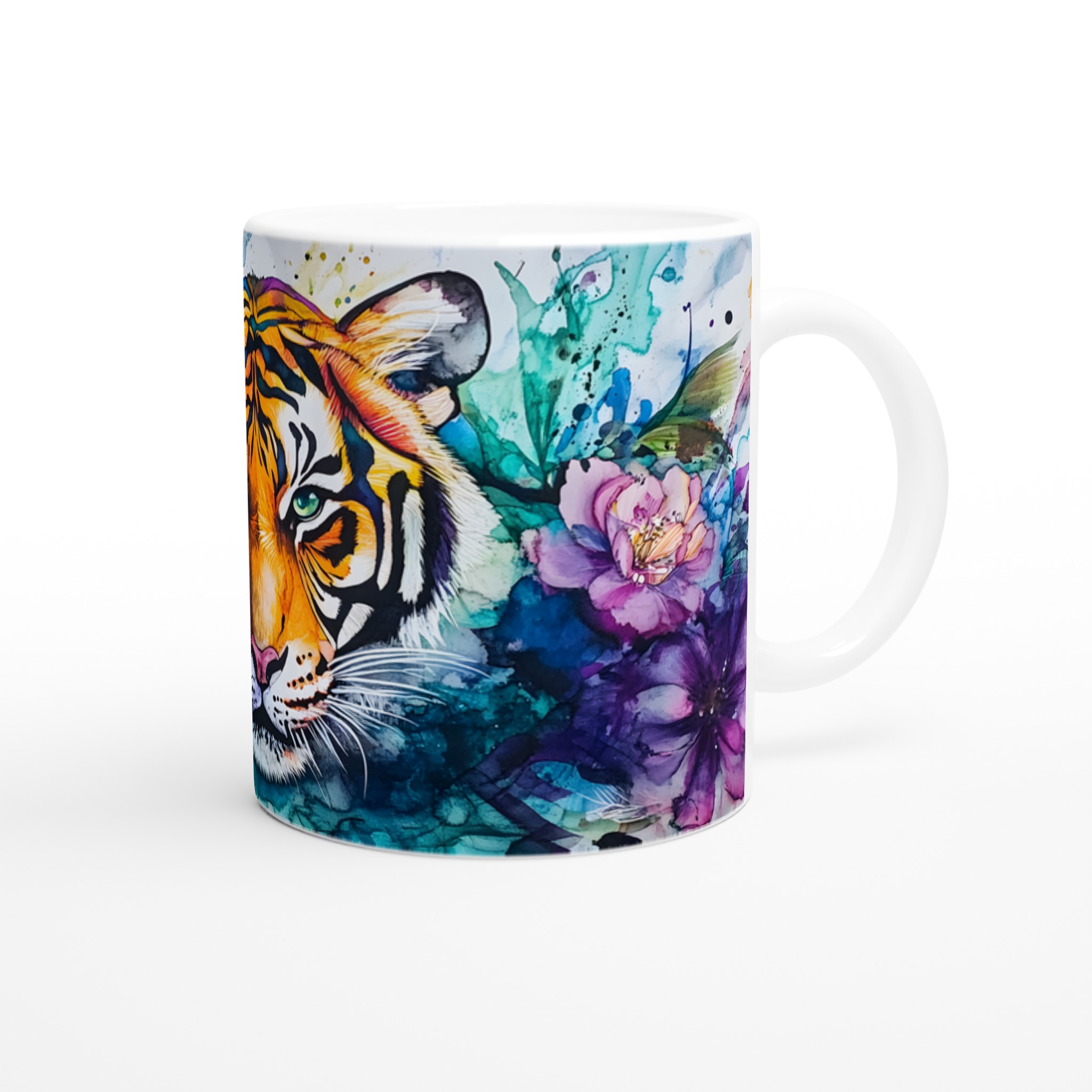 Konstfull Tiger Mugg: Färgstark Akvarell Design, 11oz Keramik – Välj Din Färg! 9 de4a021c-3d1d-46de-8539-f4cf2435fb7e