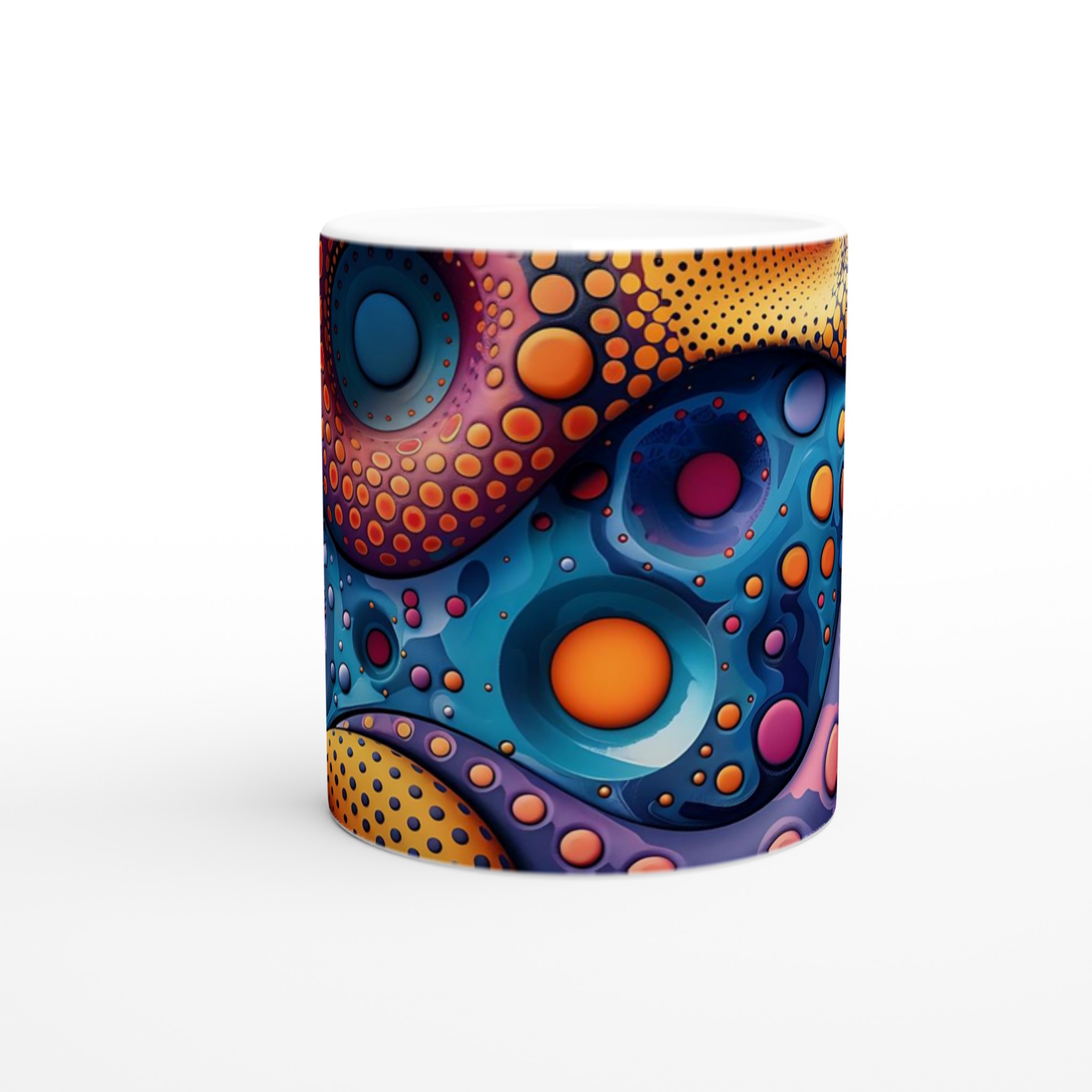 Abstrakt Bubbel Keramikmugg - Livfull Design i Blått & Orange, 11oz 8 de4d92c5-9fad-43f3-becd-a533b33d0de7
