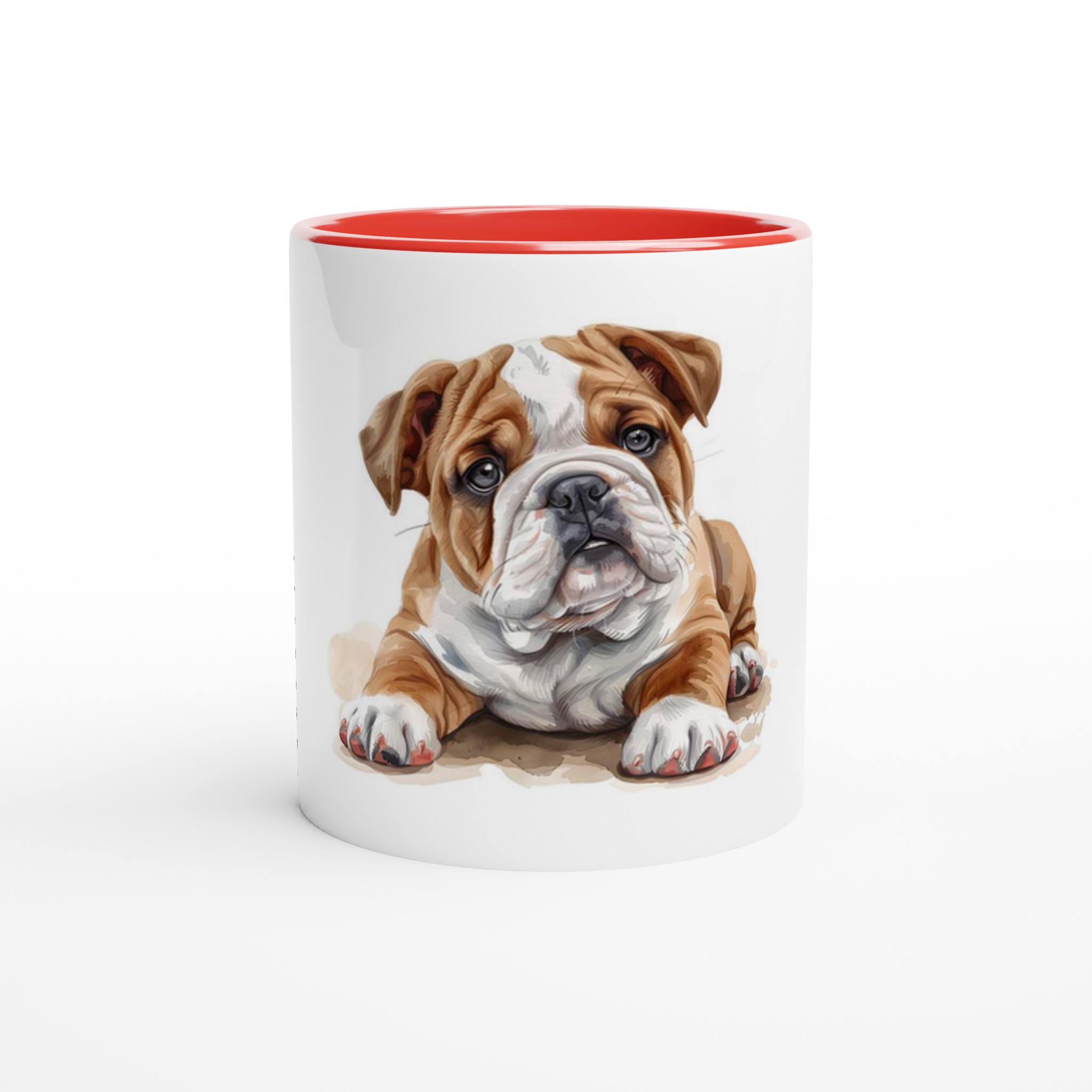 Kärleksfull Bulldog Valp Akvarell Mugg - 11oz Keramisk Kaffekopp i ditt val av sex levande färger 2 de6b2cd6-1ec9-4611-b717-b98c37a95b5f