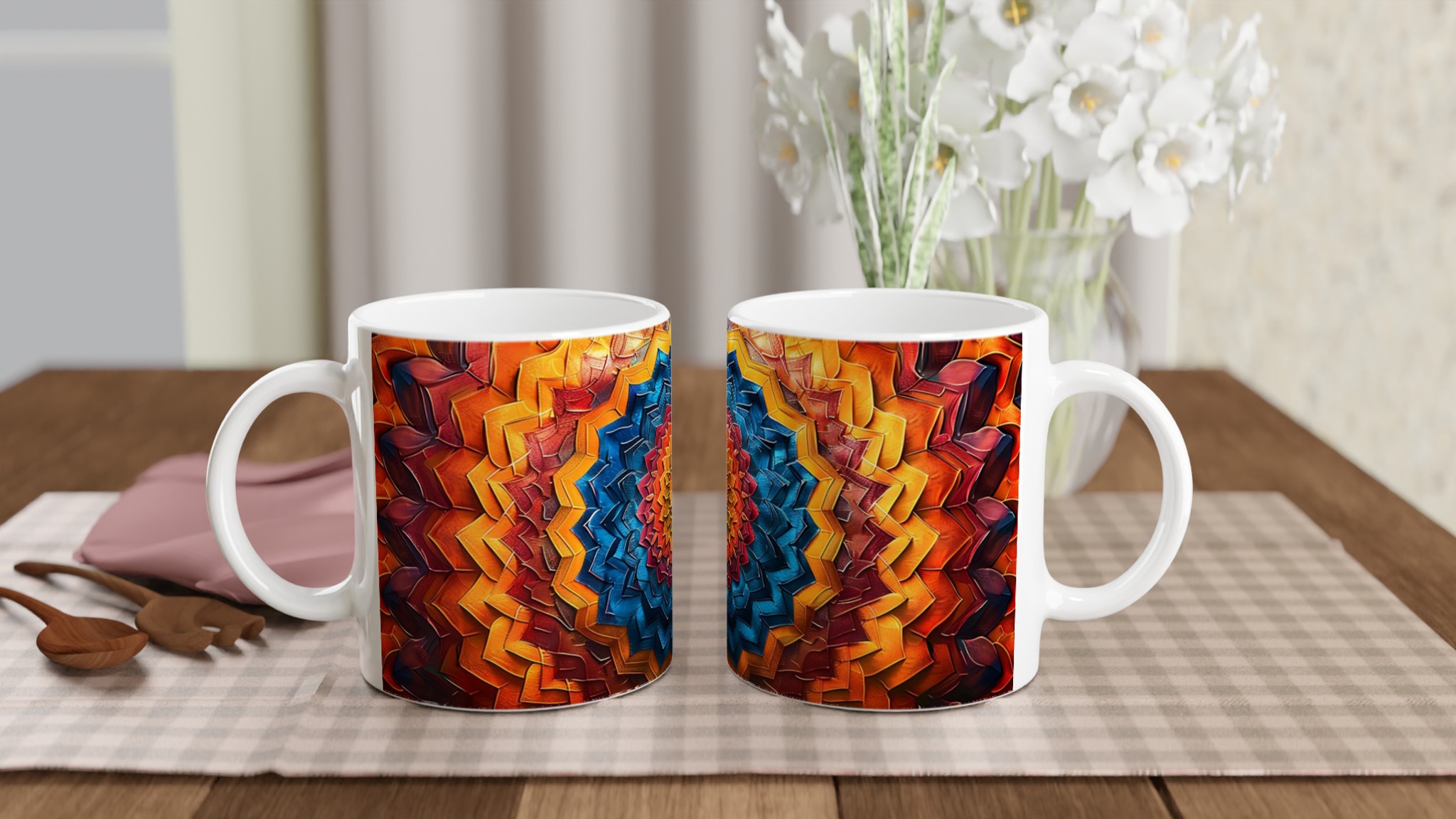 Abstrakt Mandala Keramikmugg - Livfull Design i Blått & Orange, Välj Din Färg! 10 de9c60ec-e543-4d7c-b4be-2d6144191229