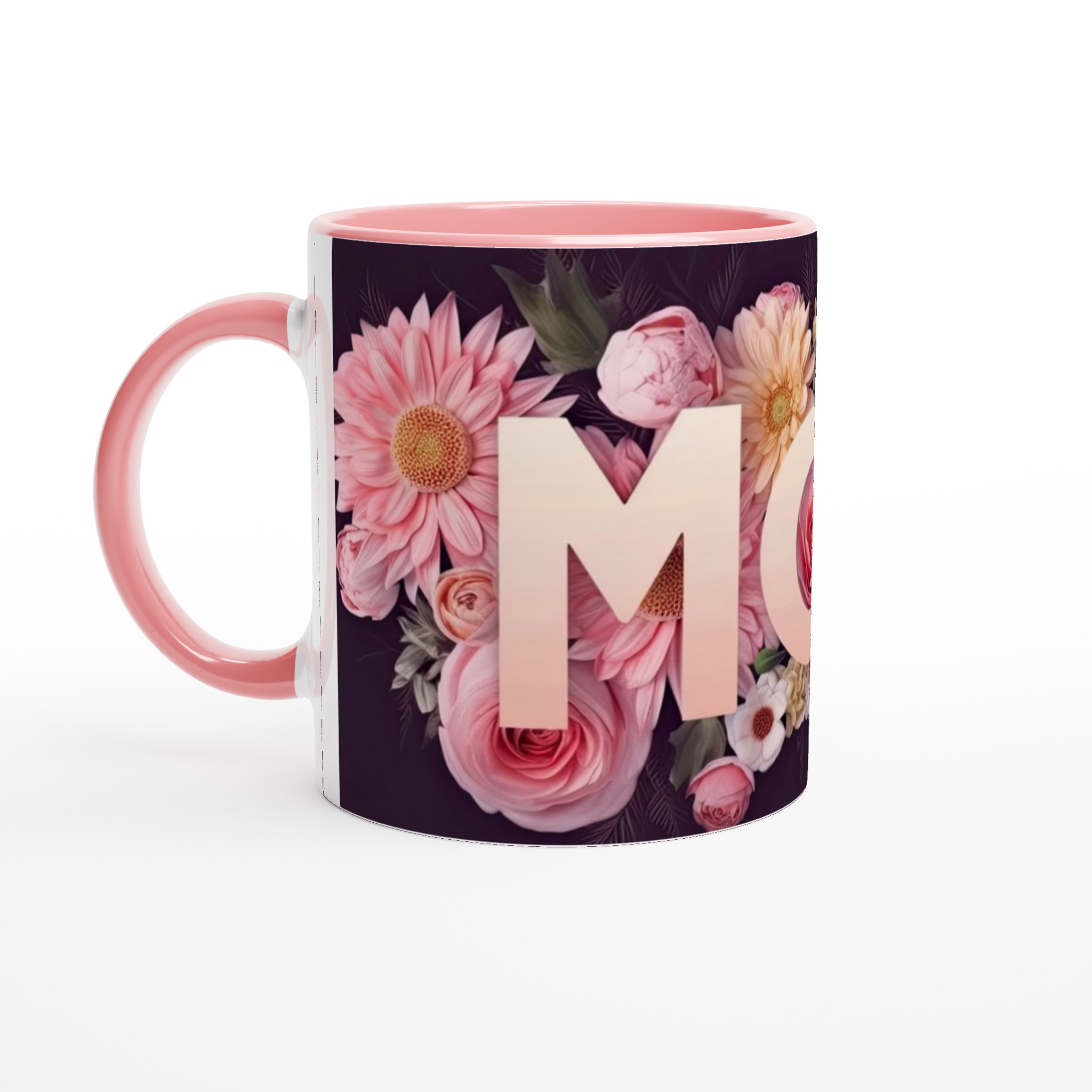 Vit 11oz keramisk mugg med blomstrande MOM-design – välj bland sju färgstarka keramiska nyanser 6 debea878-088f-4869-b9dc-c77e5f100955